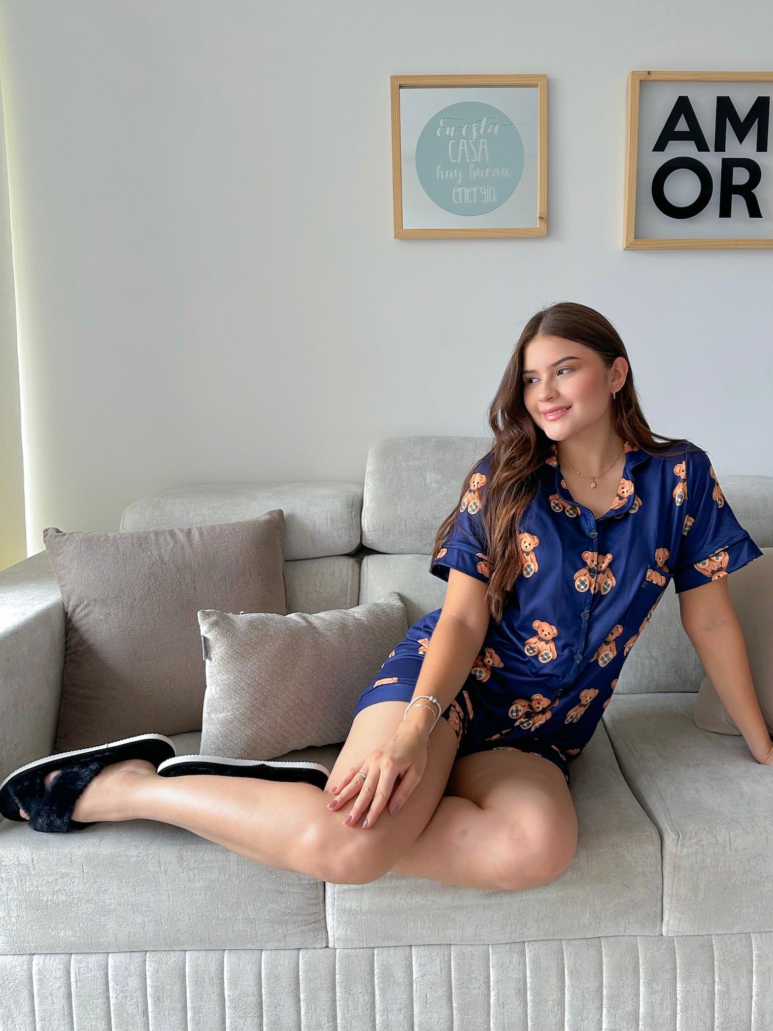 Pijama Referencia Botones Short Referencia Ositos Cuadritos