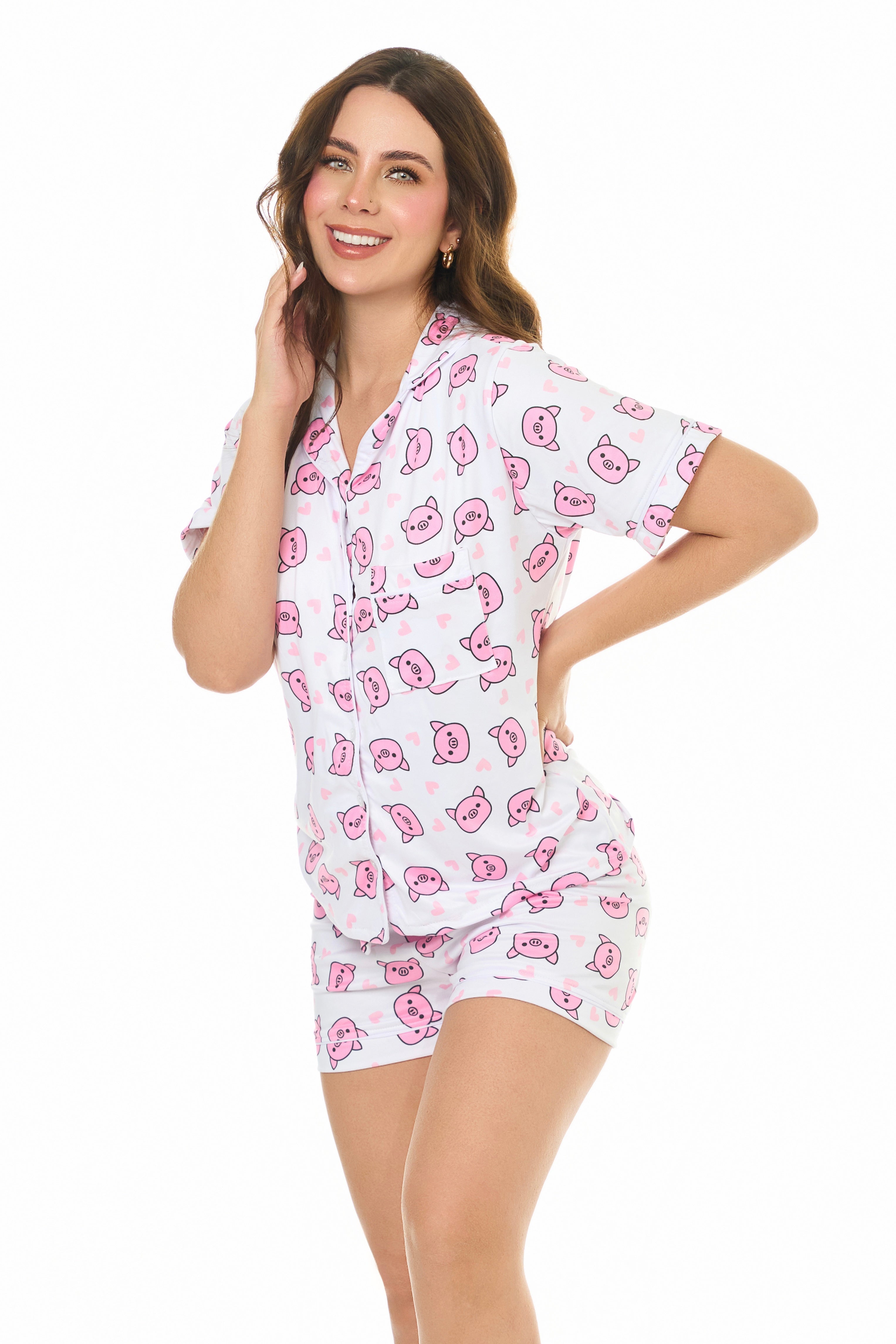 Pijama Referencia Botones Cerdito Blanco