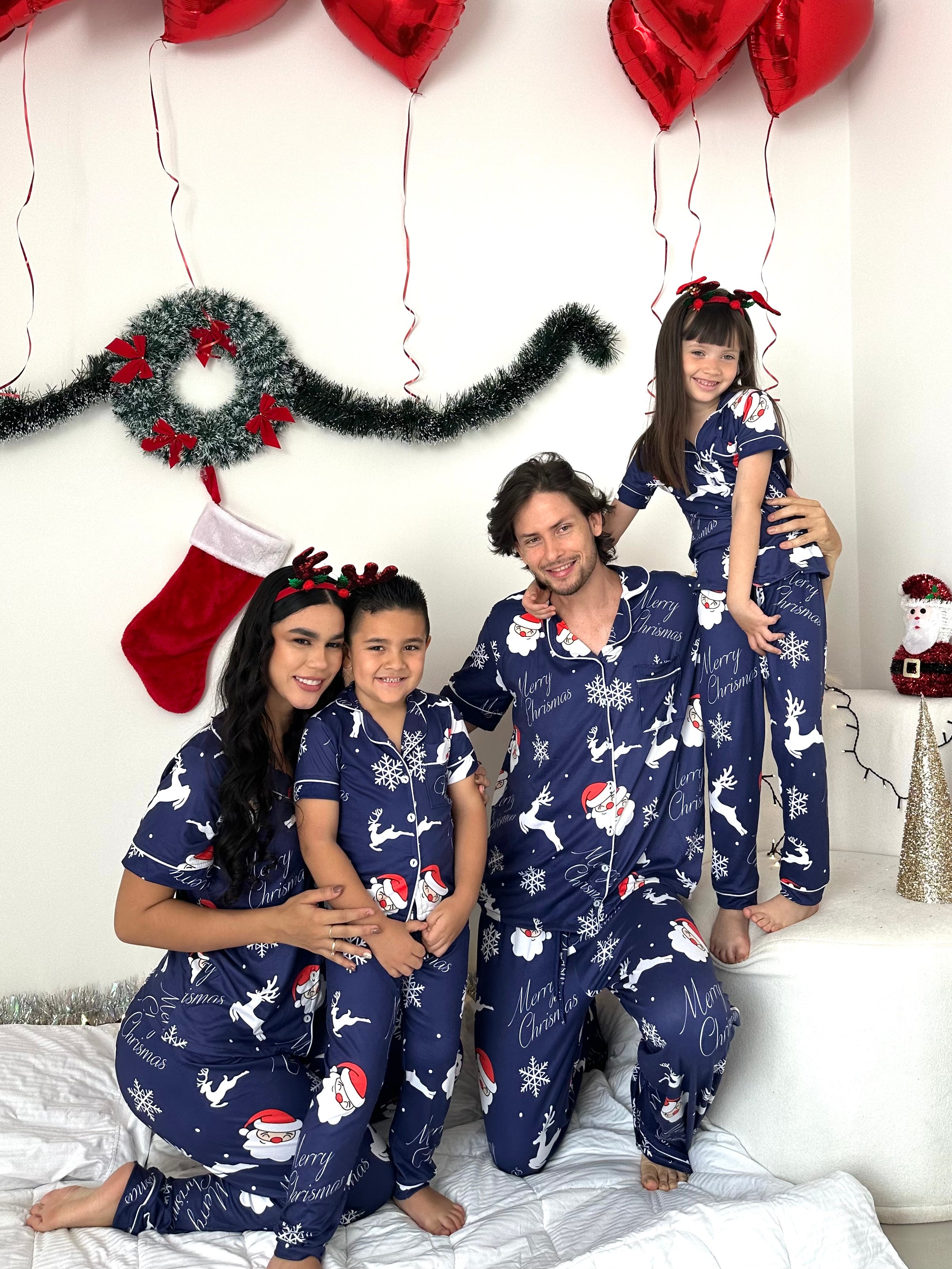 Pijama navideña de NIÑO botones PANTALON referencia Papá Noel Azul Marino