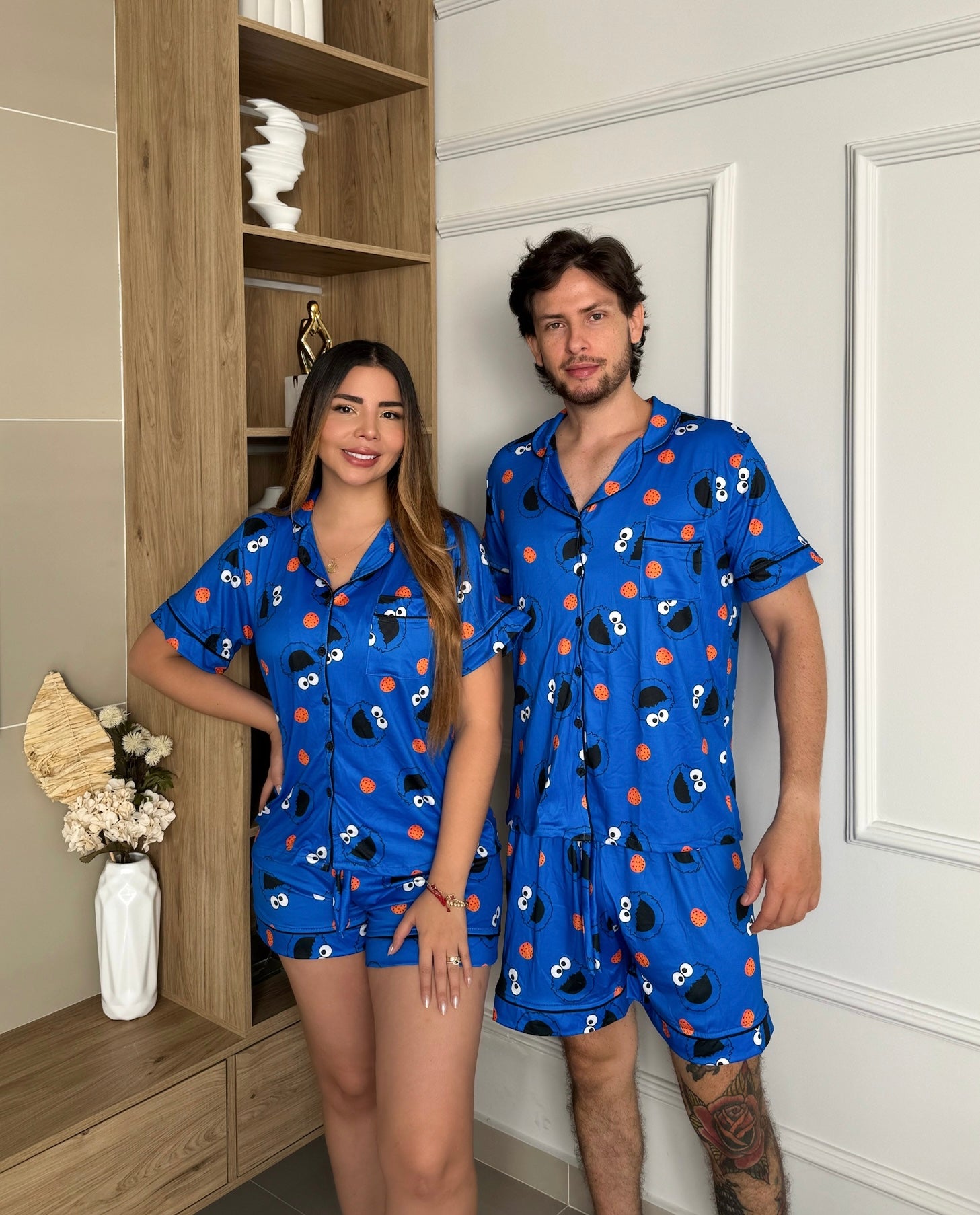 Pijama Botones Hombre Come Galletas Pareja