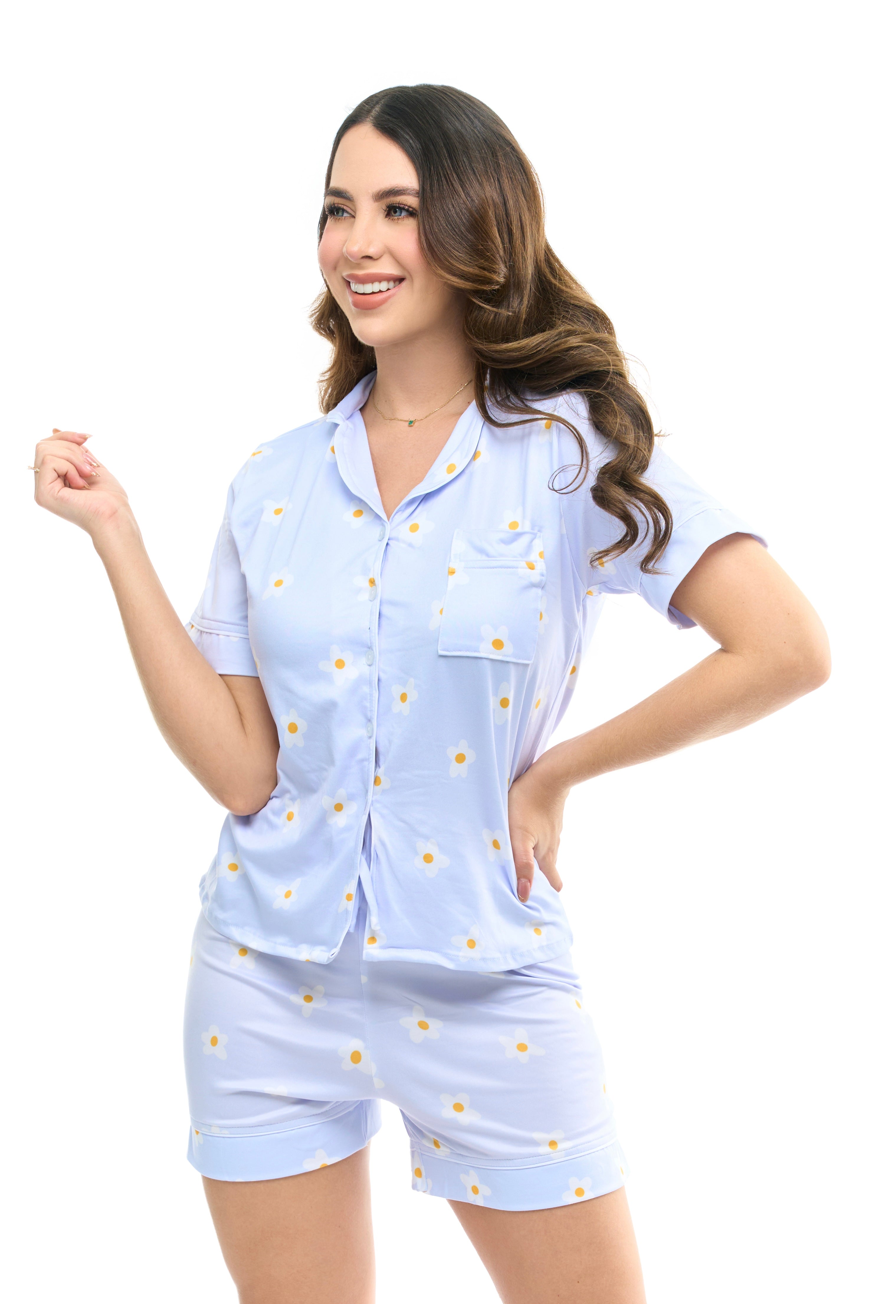 Pijama Referencia Botones Short Referencia Florecitas