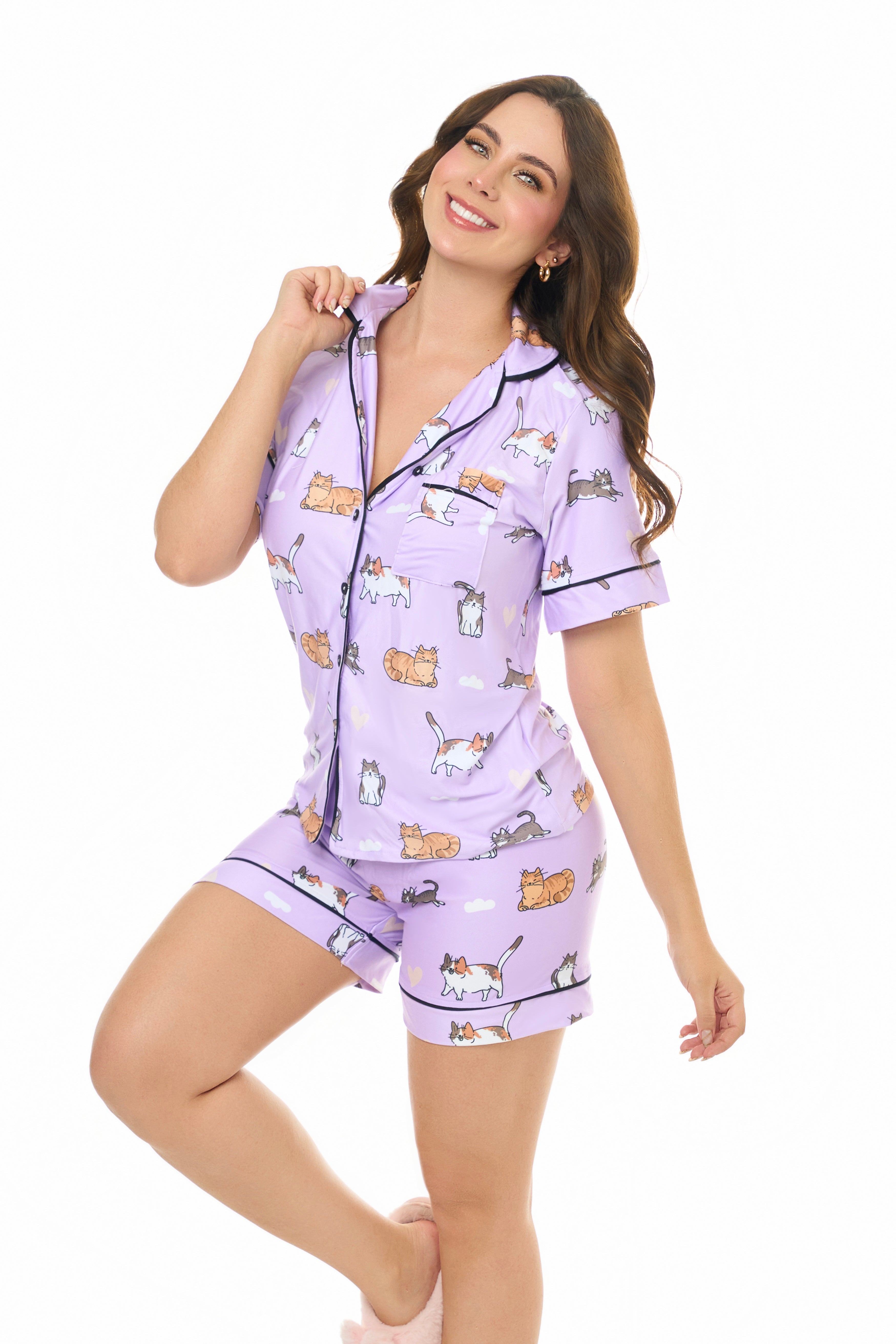 Pijama Referencia Botones Gatito Short