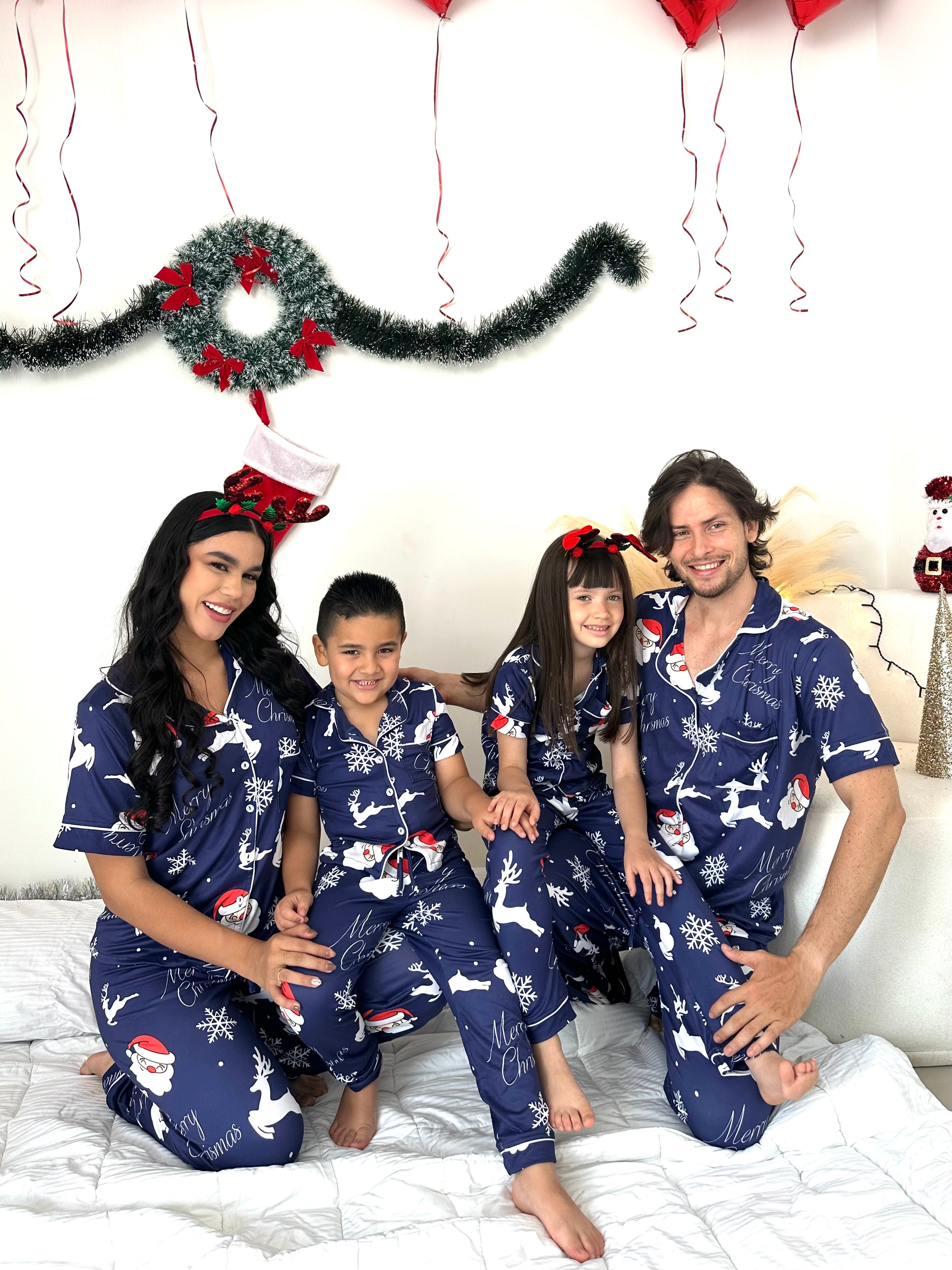 Pijama navideña de NIÑO botones PANTALON referencia Papá Noel Azul Marino