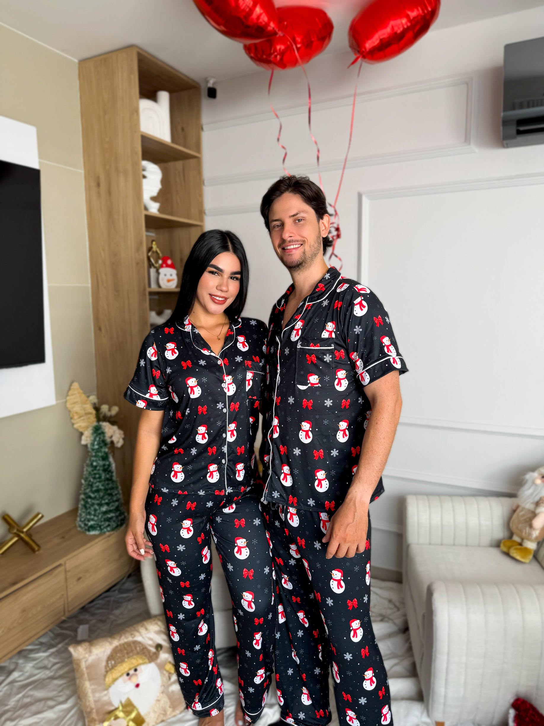 Pijama navideña de DAMA botones PANTALON referencia Negro Muñeco