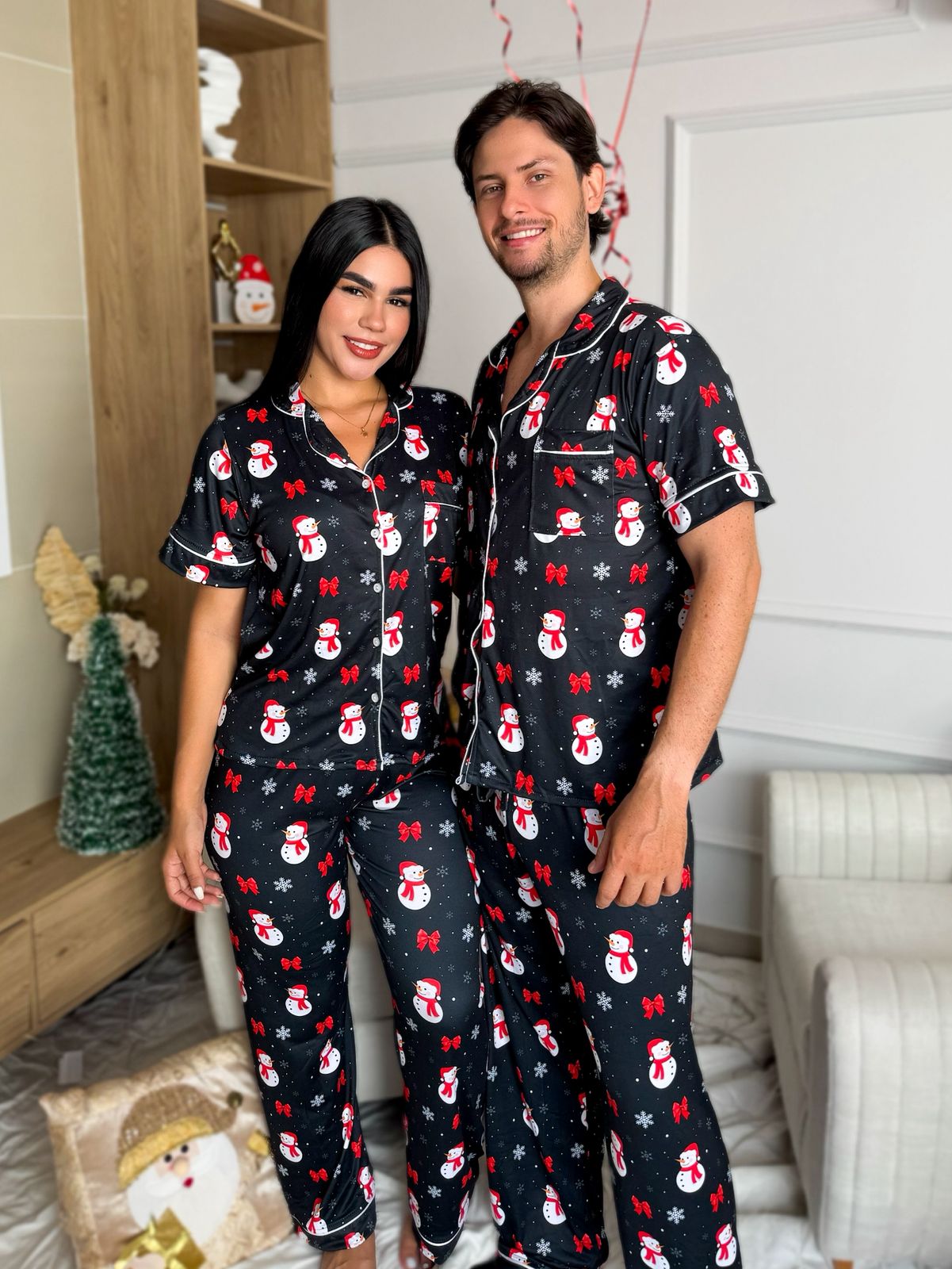 Pijama navideña de CABALLERO botones PANTALON referencia Negro Muñeco