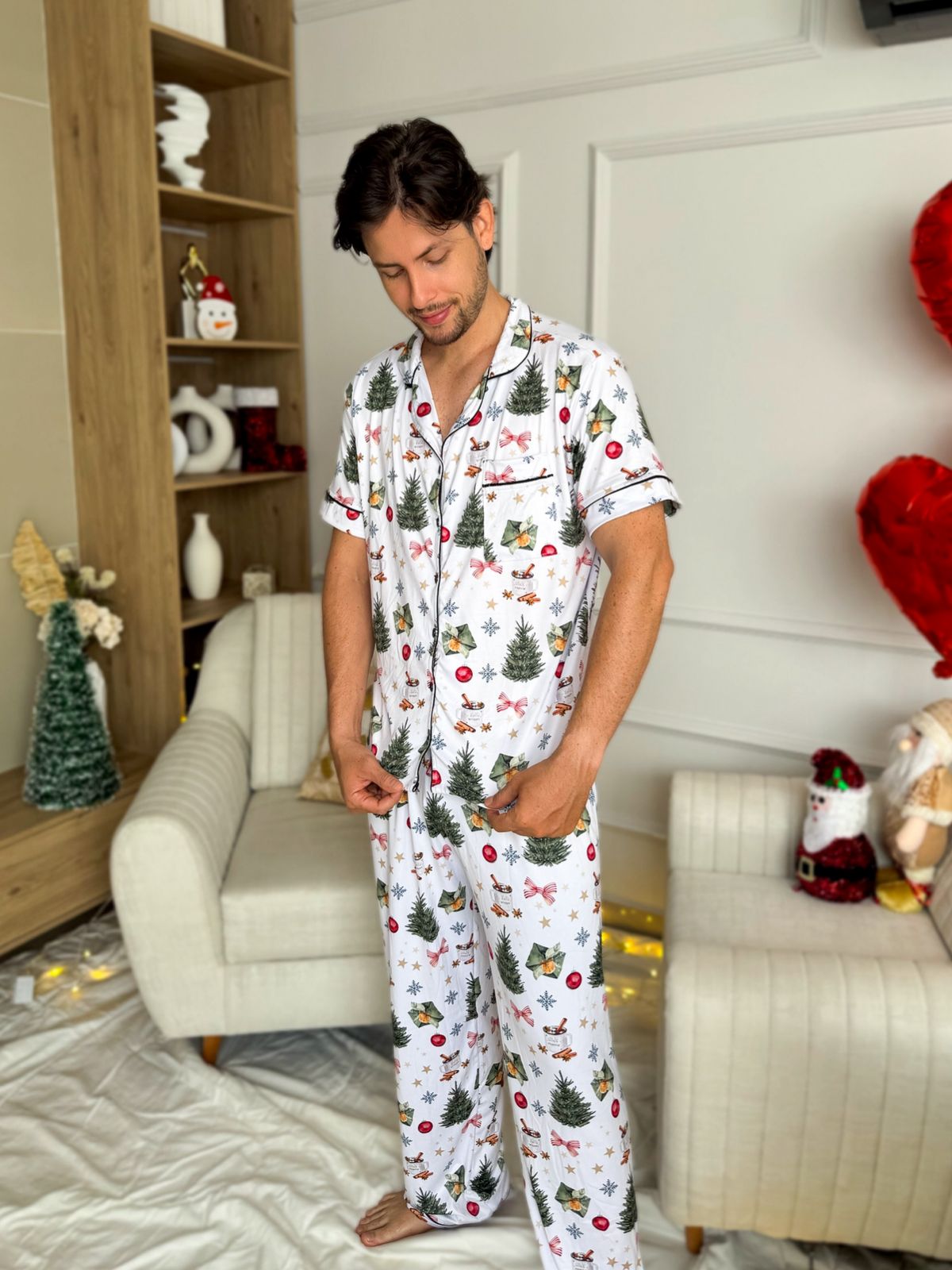Pijama navideña de CABALLERO botones PANTALON referencia ARBOL NAVIDAD