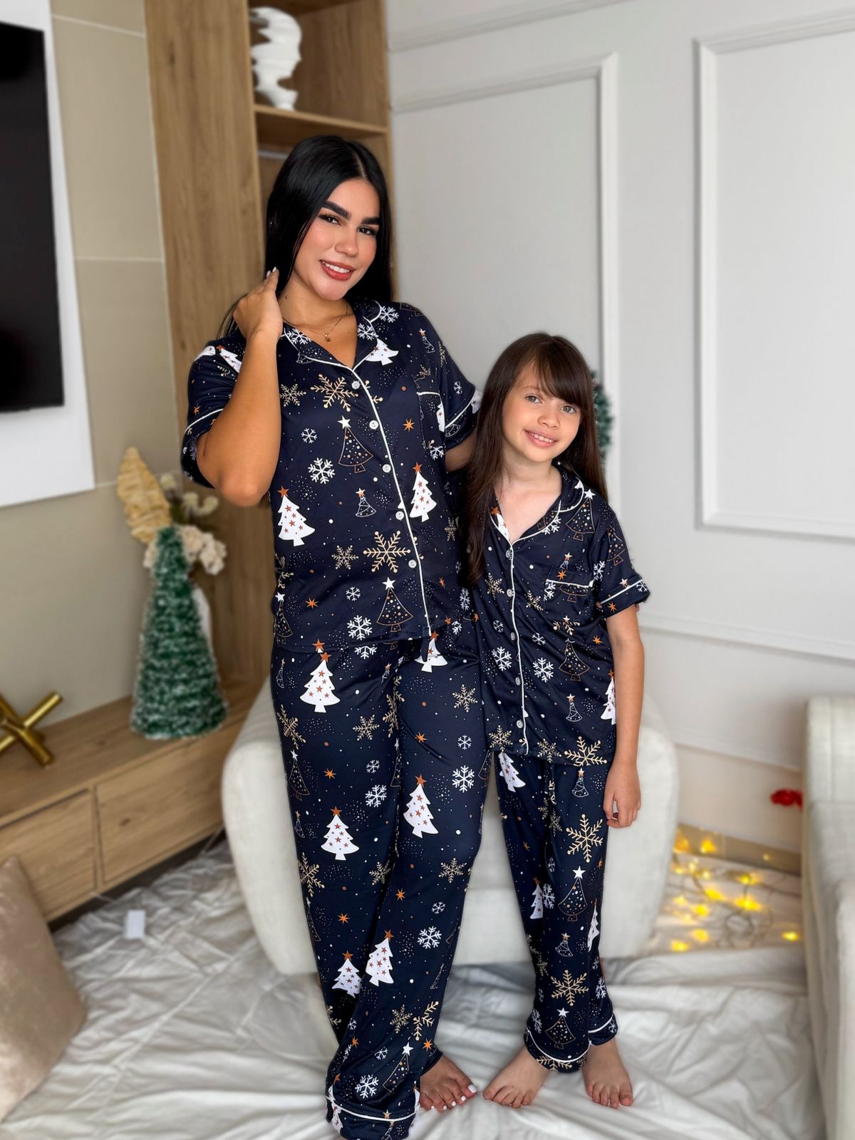 Pijama navideña de DAMA botones PANTALON referencia ARBOL NAVIDEÑO AZUL