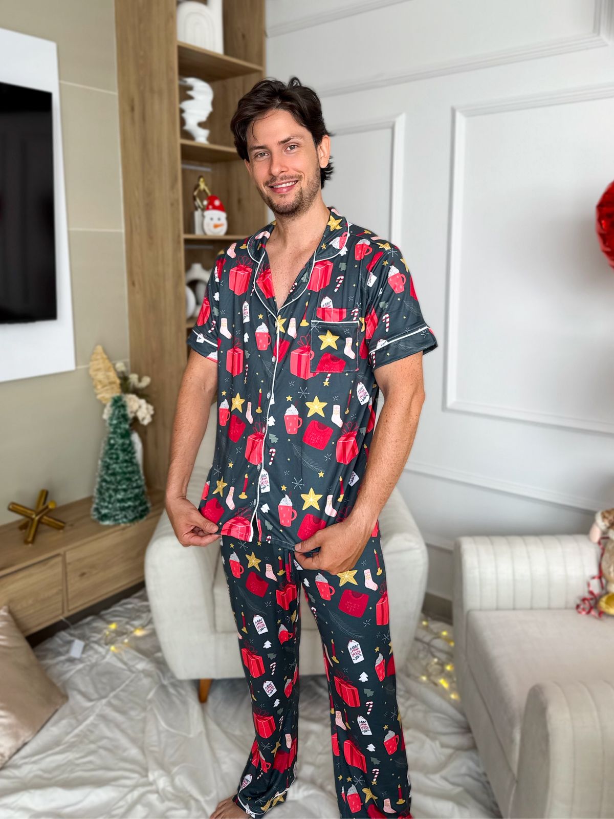 Pijama navideña de CABALLERO botones PANTALON referencia REGALOS