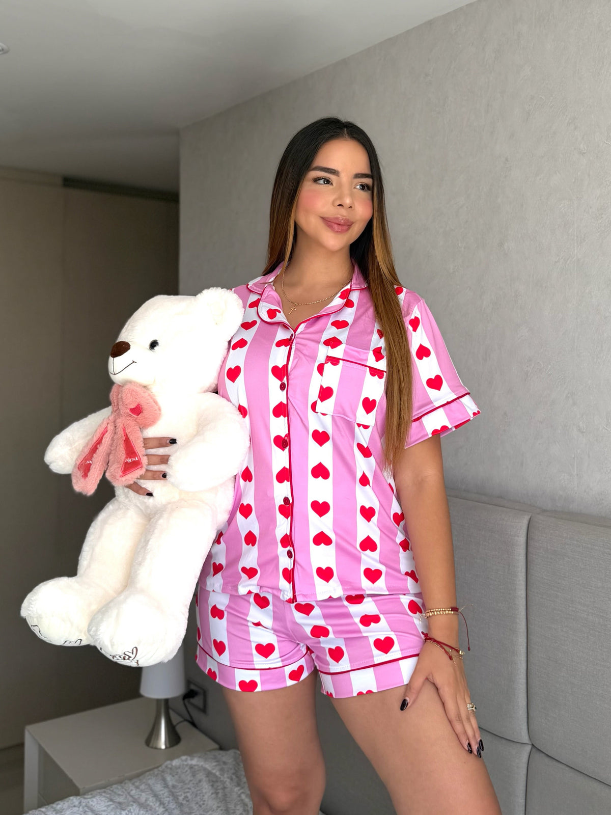 Pijama Referencia Botones Short Dulce Corazón