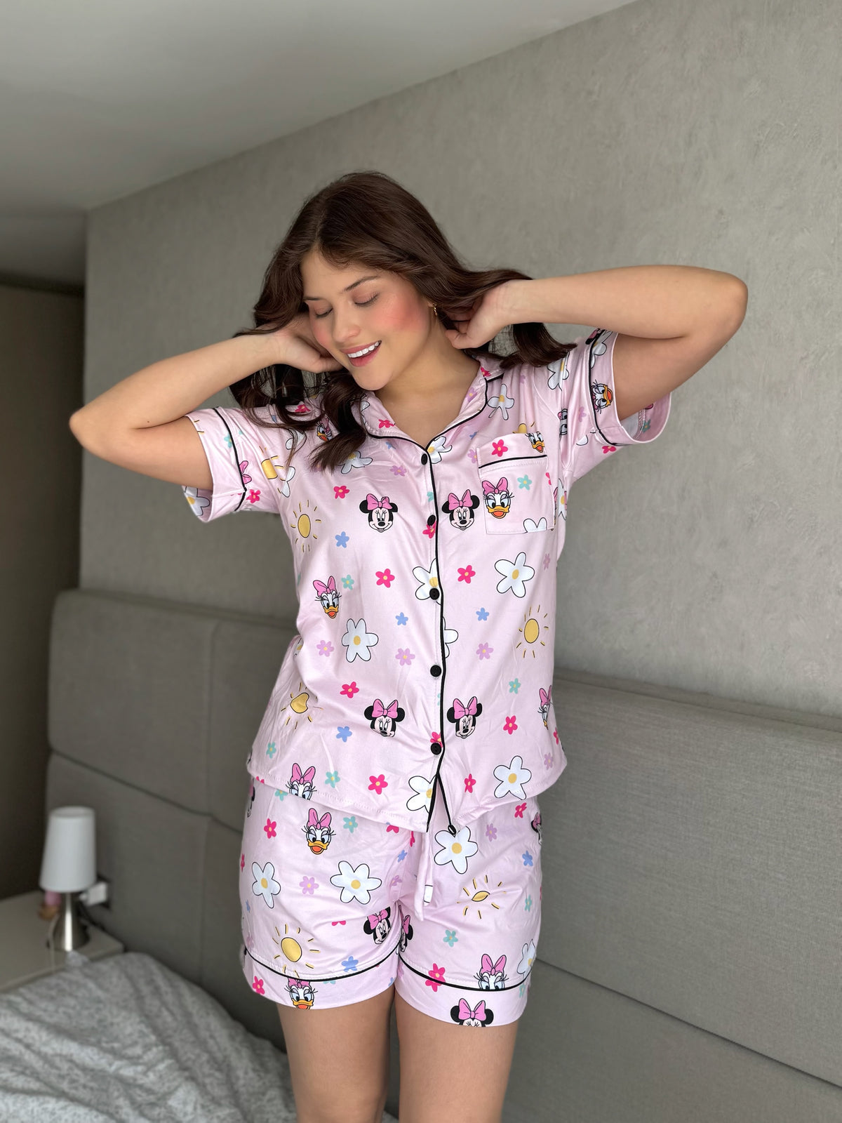 Pijama Botones Short Referencia Minnie Flores