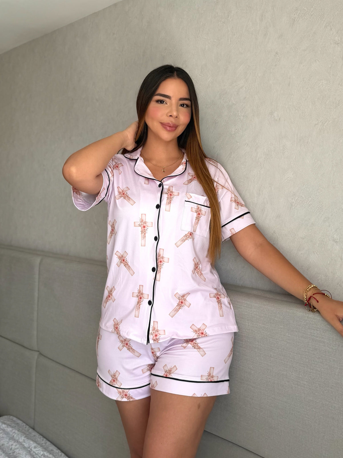 Pijama Referencia Botones Short Cruz Fe