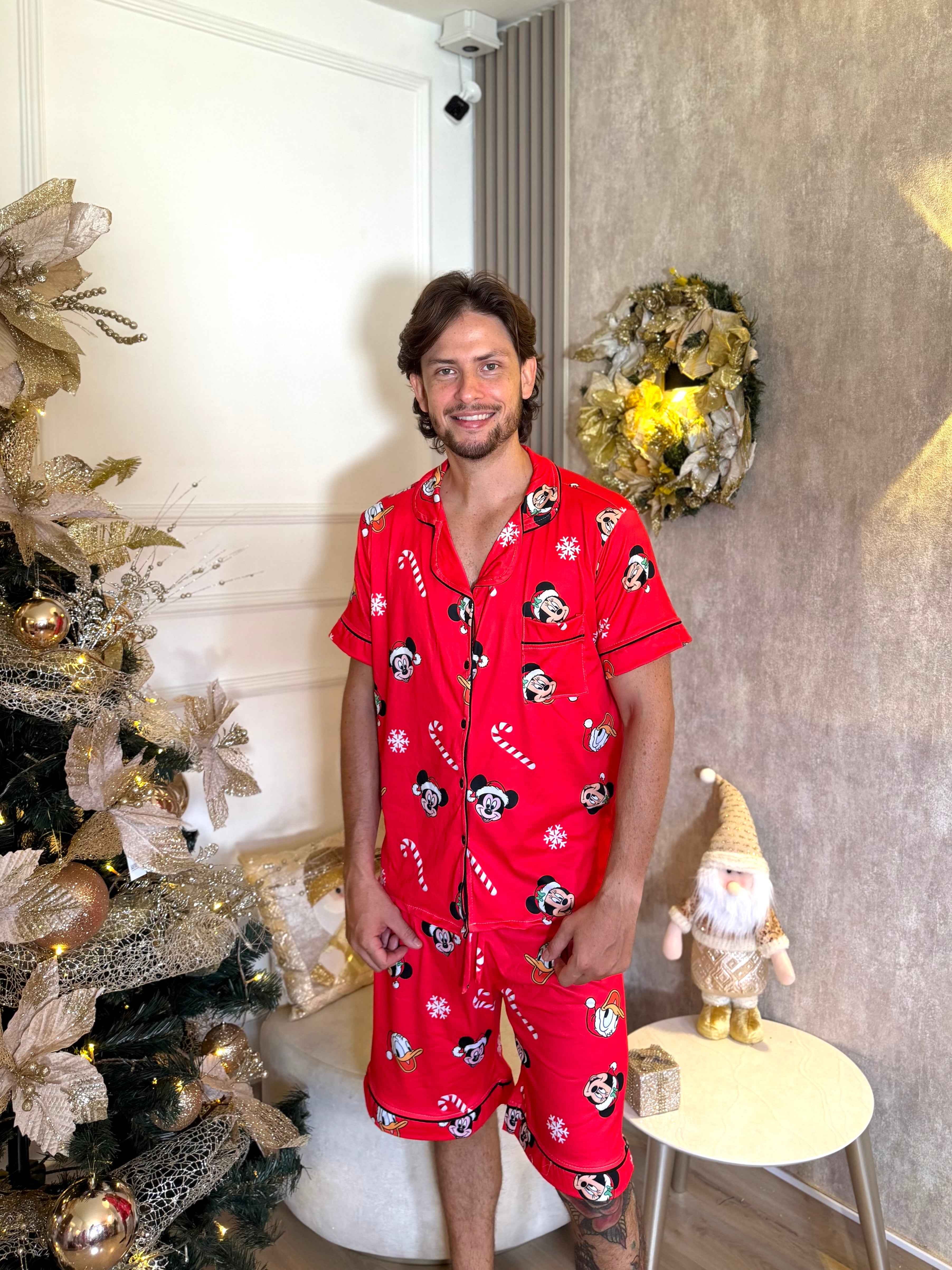 Pijama Navideña de Caballero Pantaloneta referencia Mickey