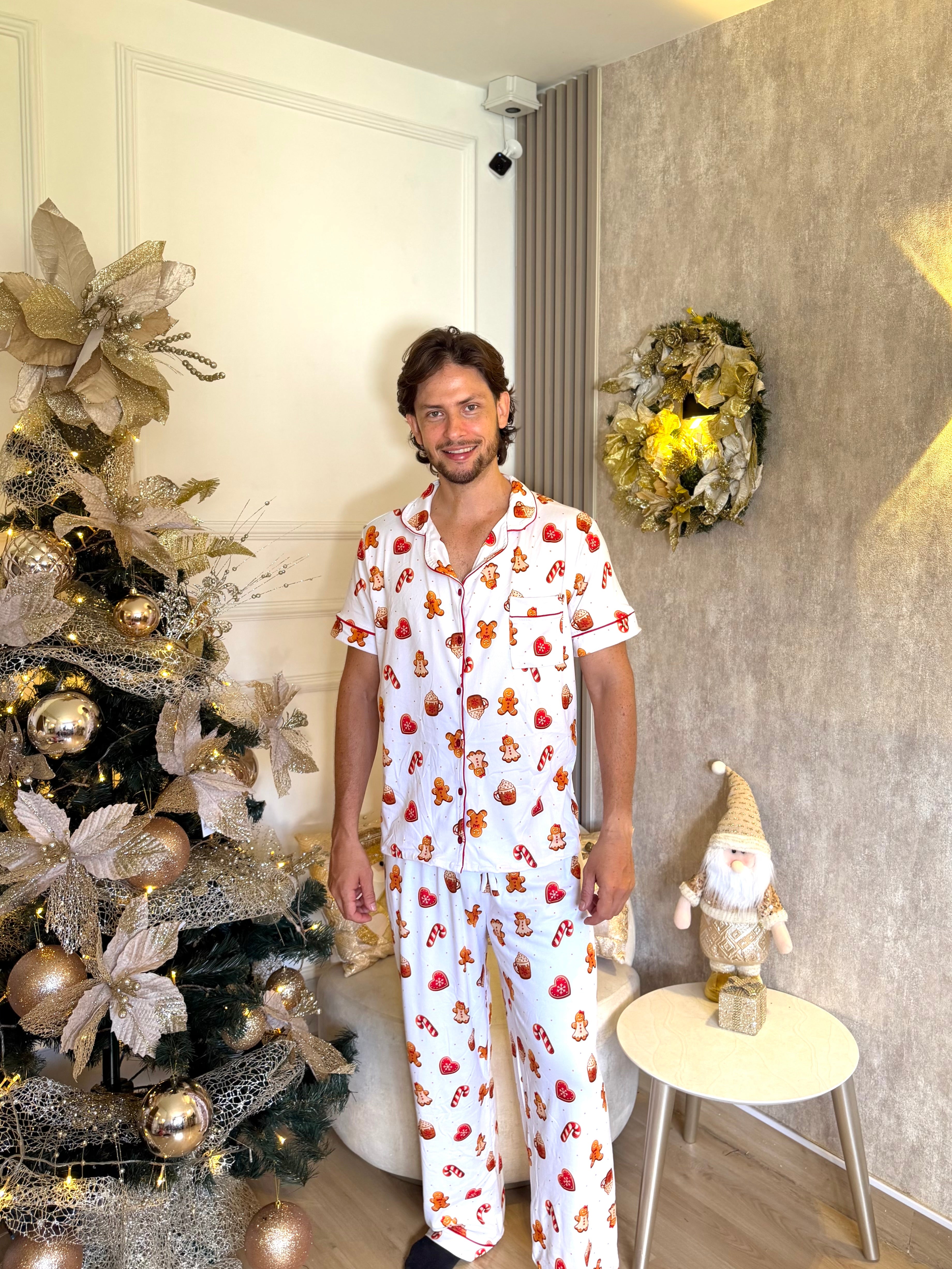 Pijama Navideña de Caballero botones Pantalón referencia Galleta