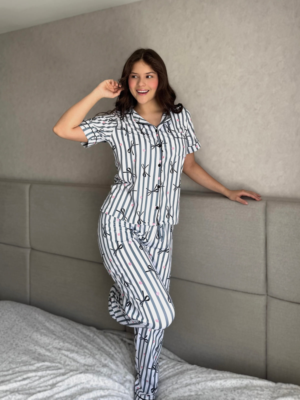Pijama Botones Pantalón Referencia Rayas Listones