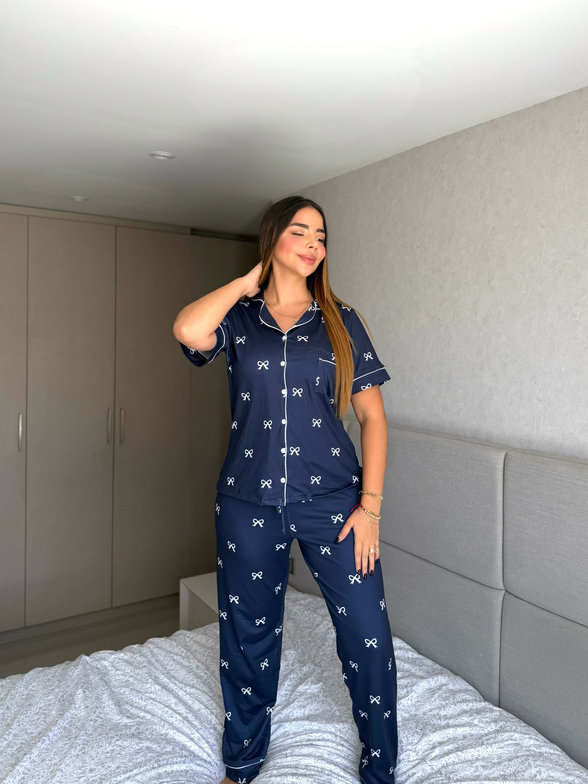 Pijama  Botones Pantalón Referencia Moños