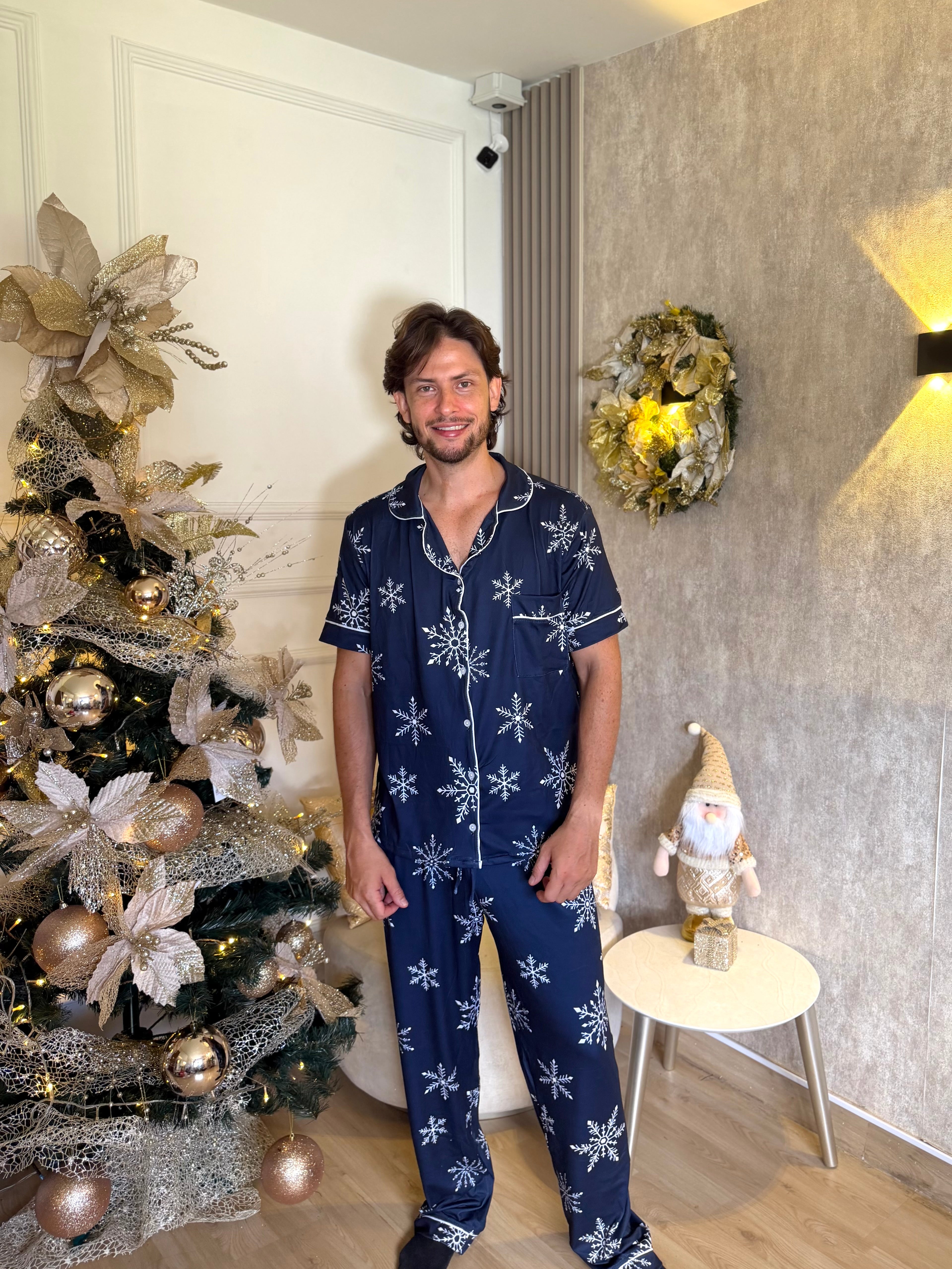 Pijama Navideña de Caballero botones Pantalón referencia Copo Navideño