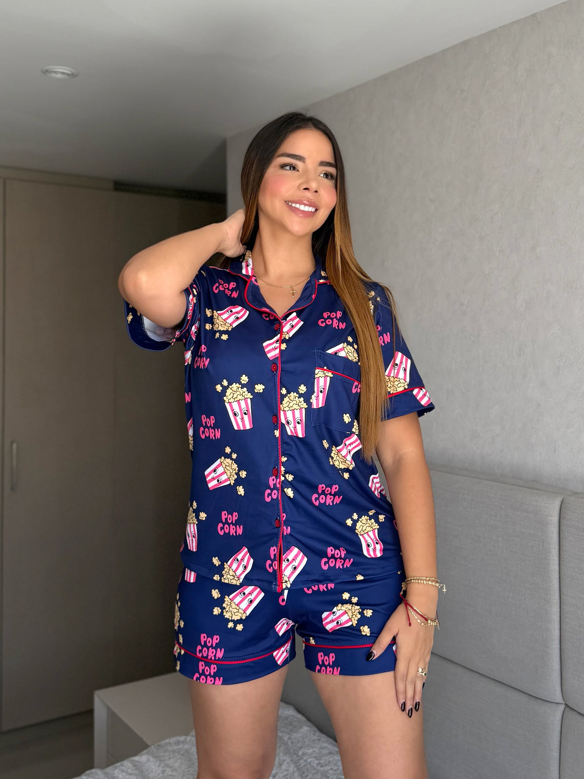 Pijama Referencia Botones Short Palomitas