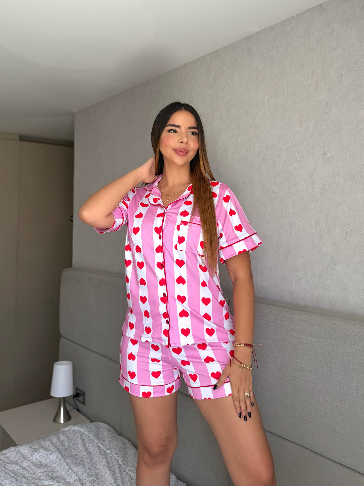 Pijama Referencia Botones Short Dulce Corazón
