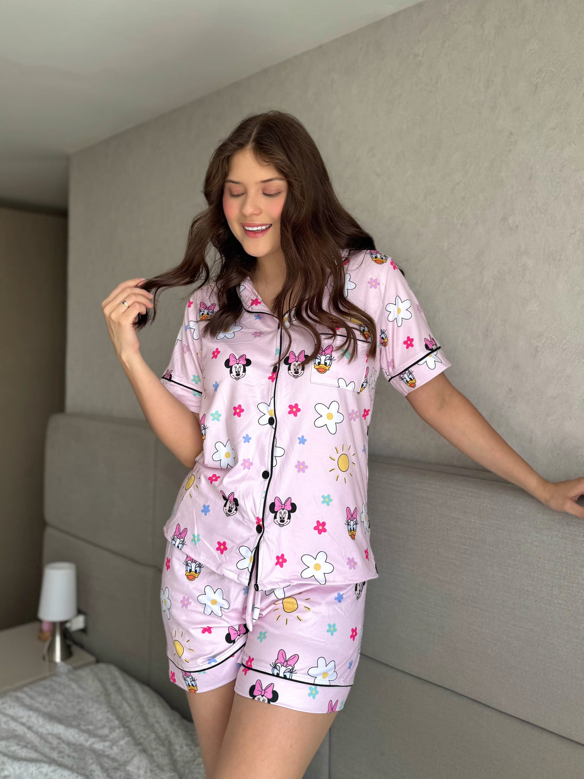 Pijama Botones Short Referencia Minnie Flores