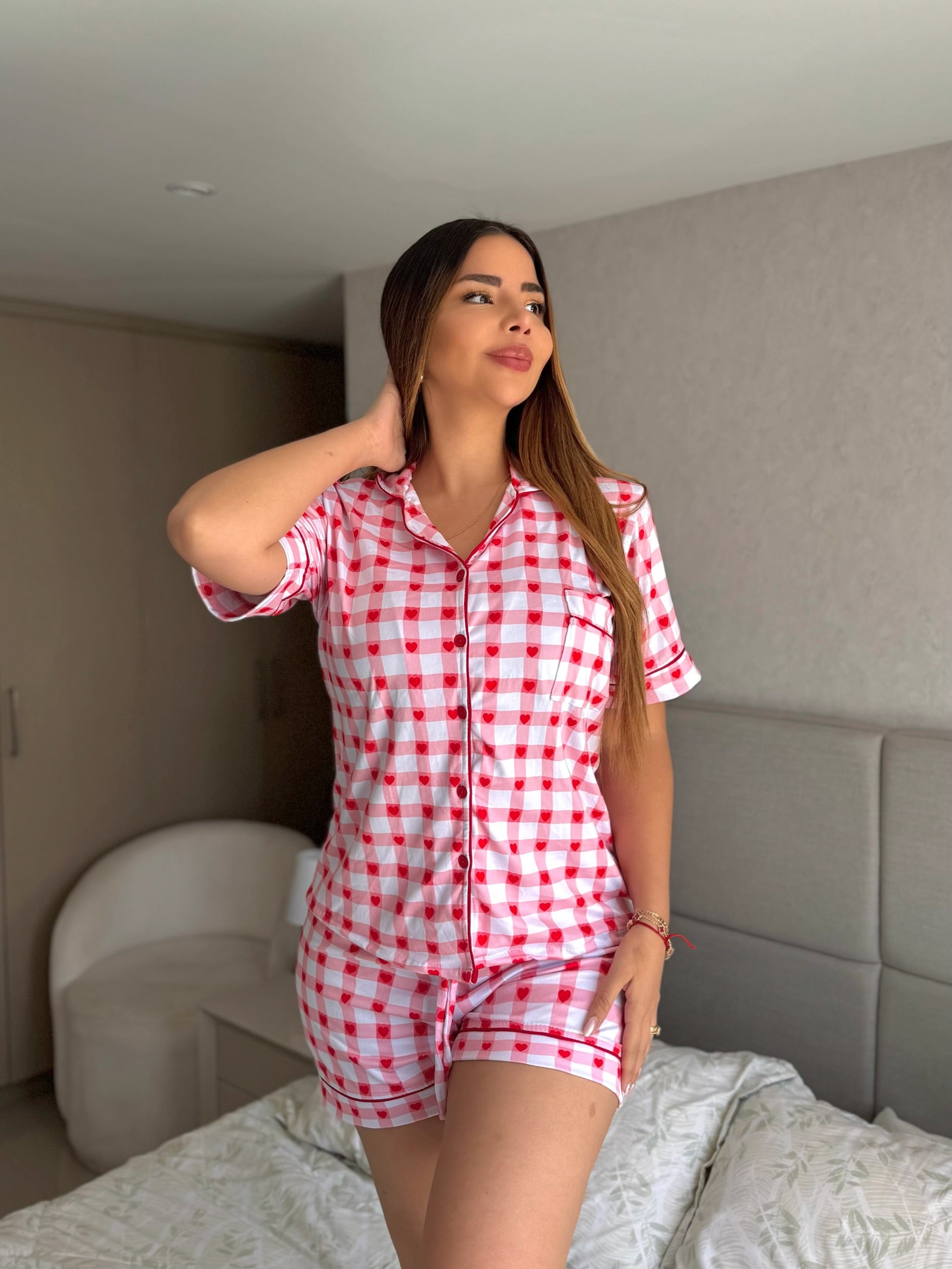 Pijama Referencia Botones Short Referencia Cuadritos