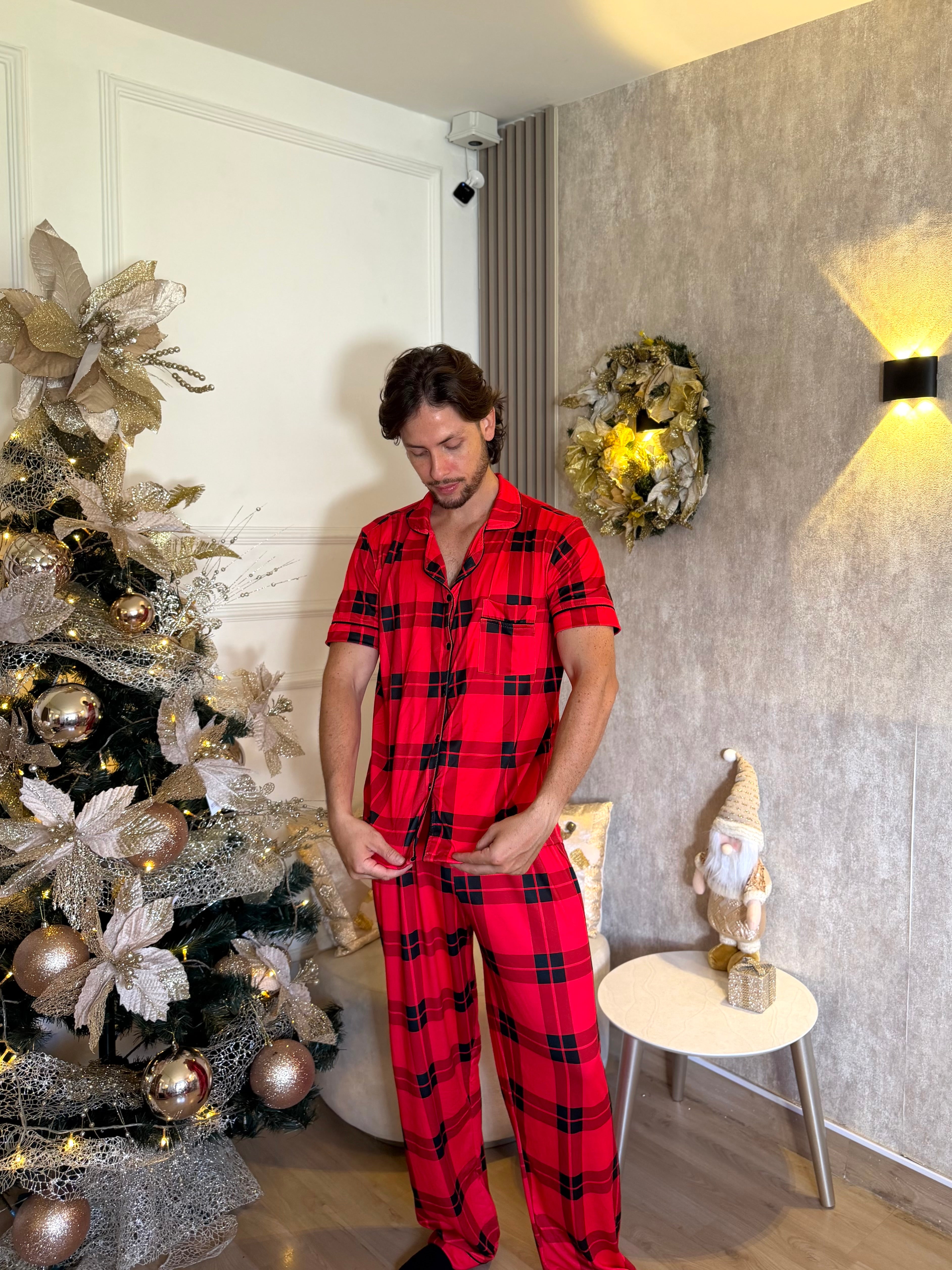 Pijama Navideña de CABALLERO botones PANTALON referencia Cuadros