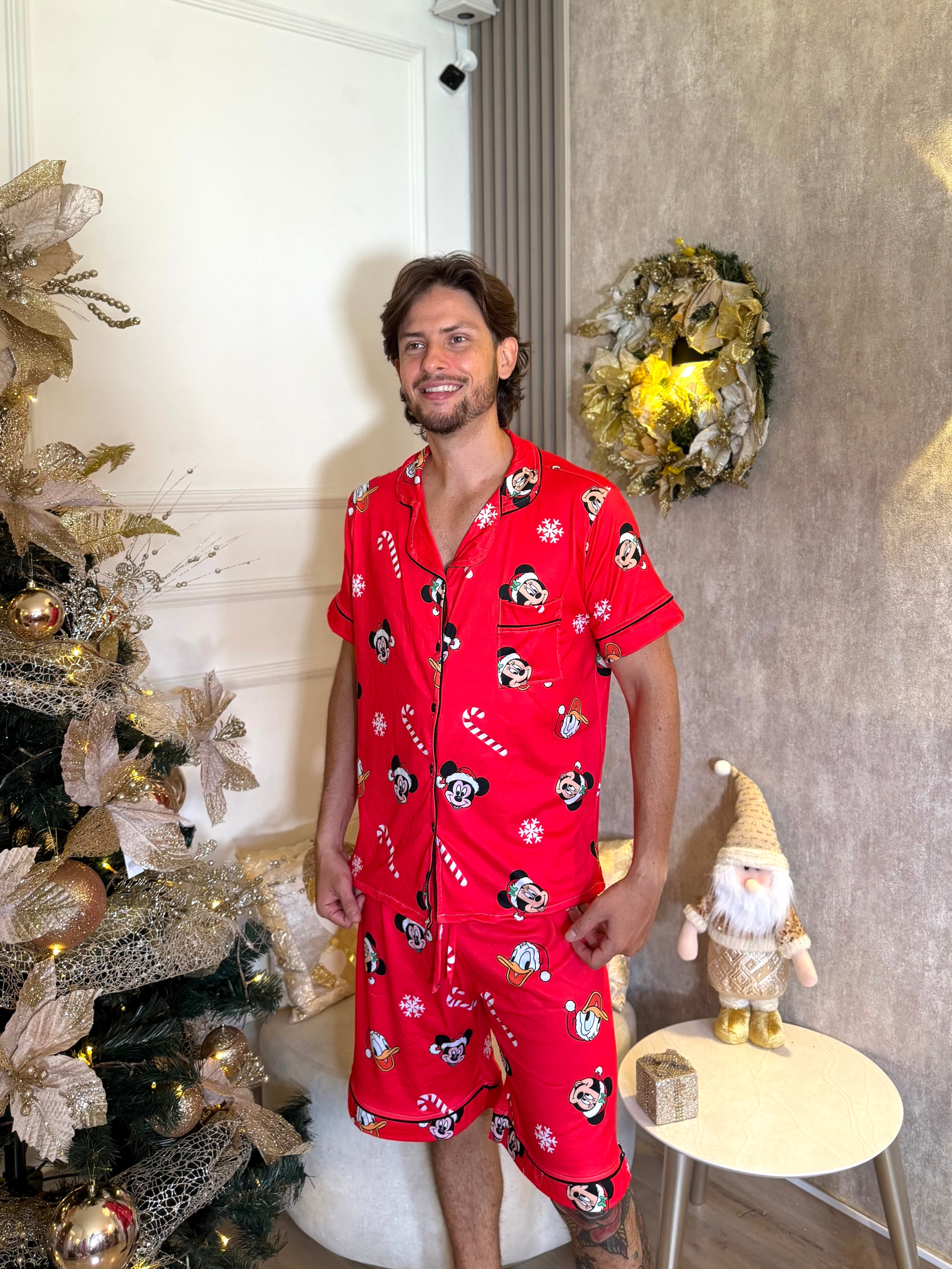Pijama Navideña de Caballero Pantaloneta referencia Mickey