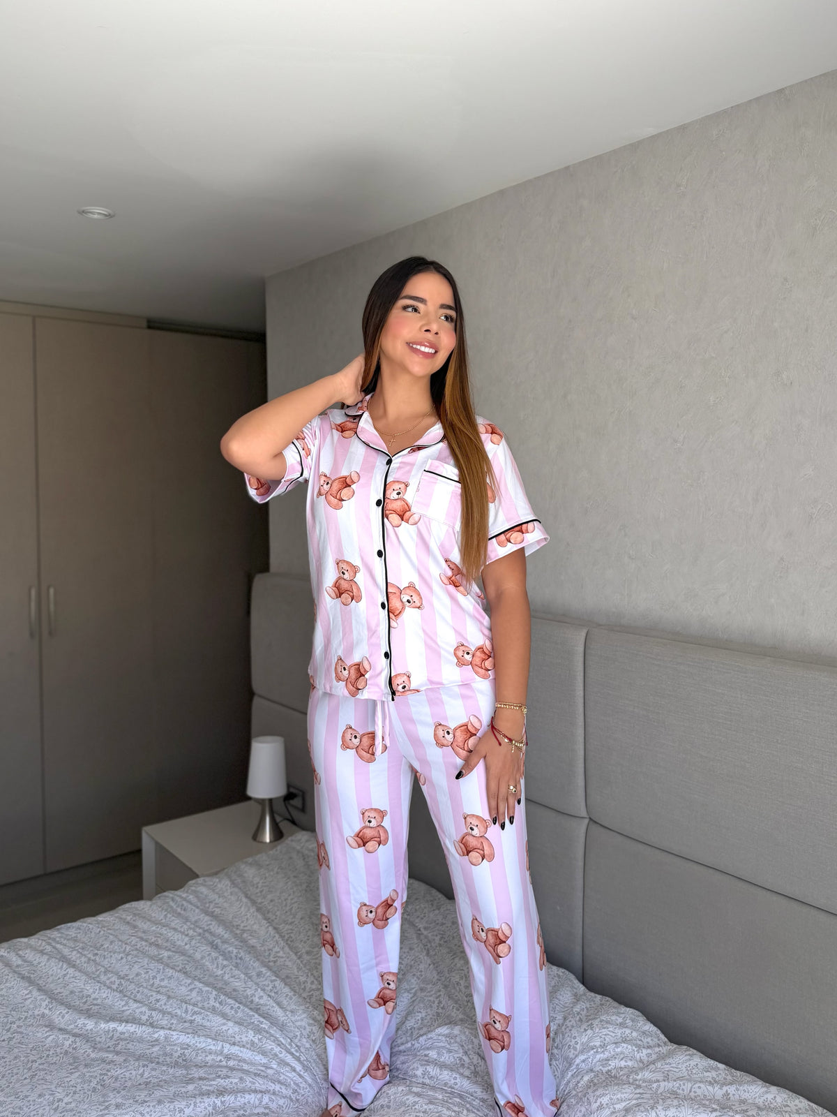 Pijama Botones Pantalón Referencia Rayas Ositos