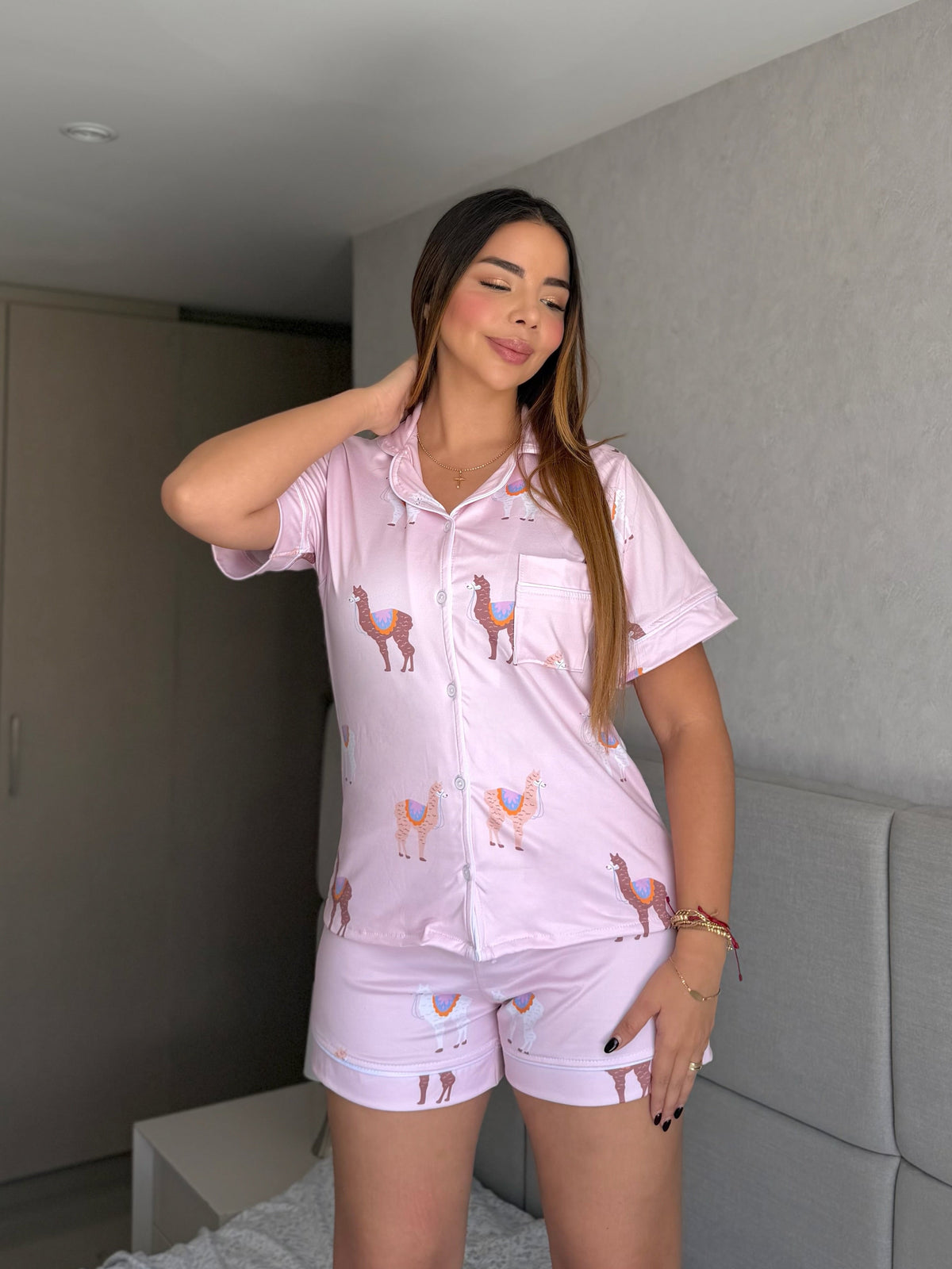 Pijama Referencia Botones Short Alpaca