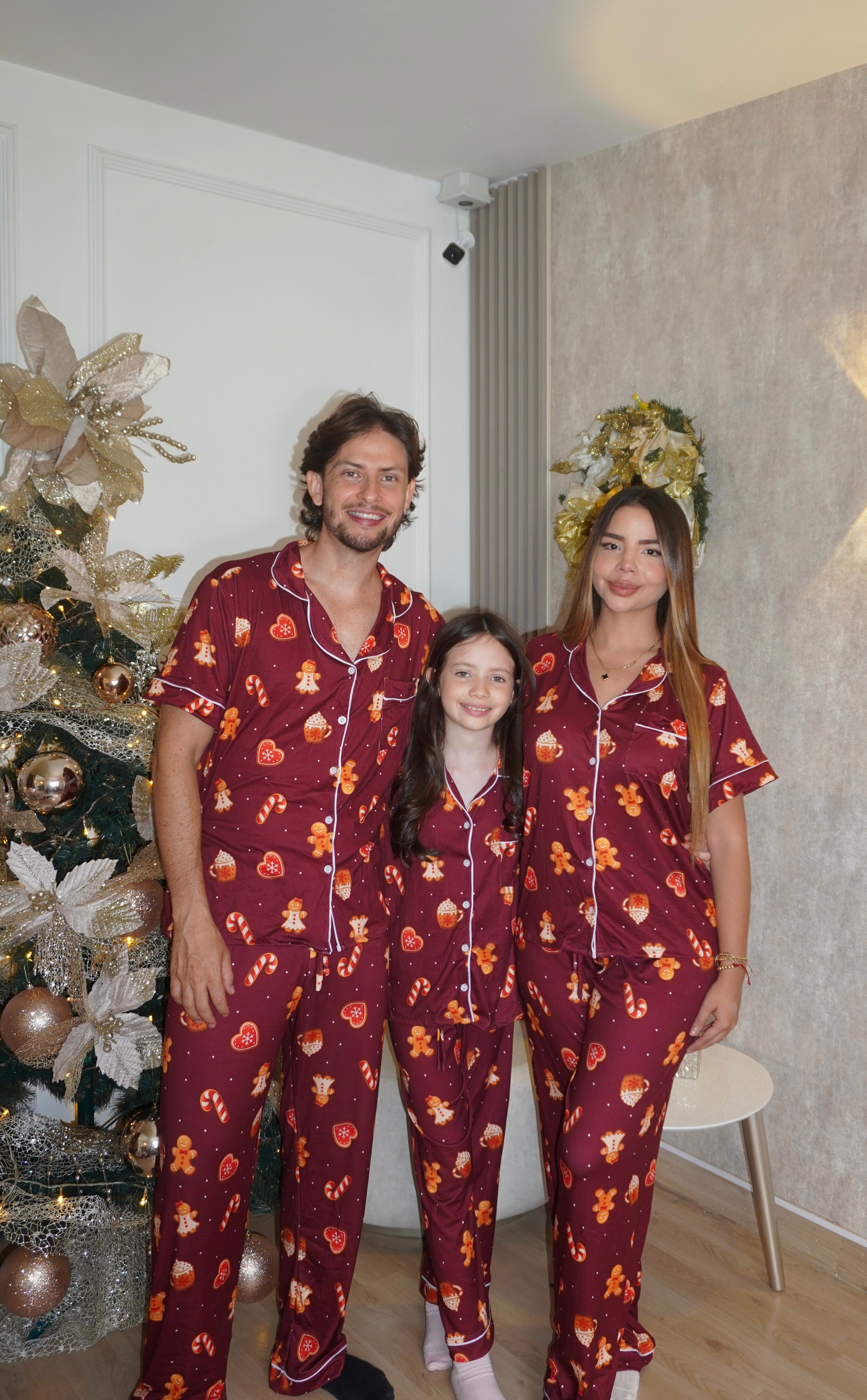 Pijama Navideña de Dama botones Pantalón referencia Galleta Vino Navidad
