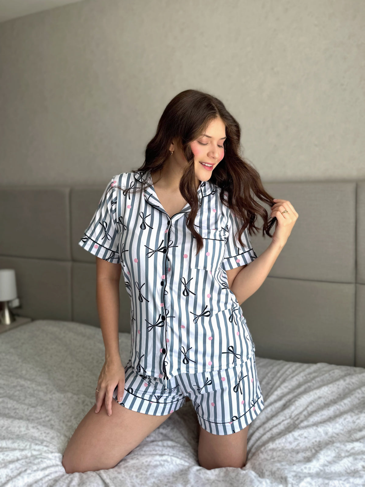Pijama Botones Short Referencia Rayas Listones