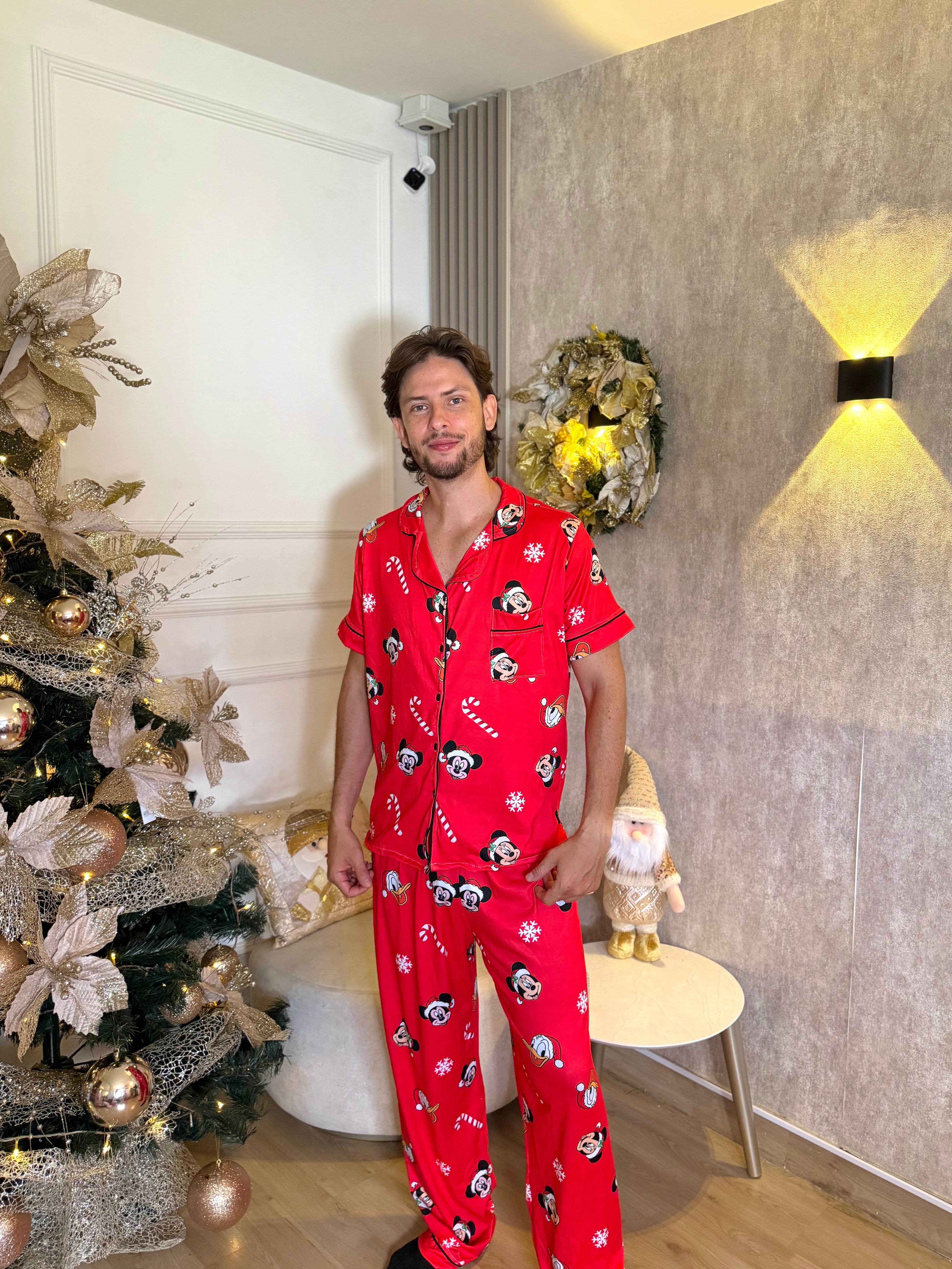 Pijama Navideña de Caballero botones Pantalón  referencia Mickey