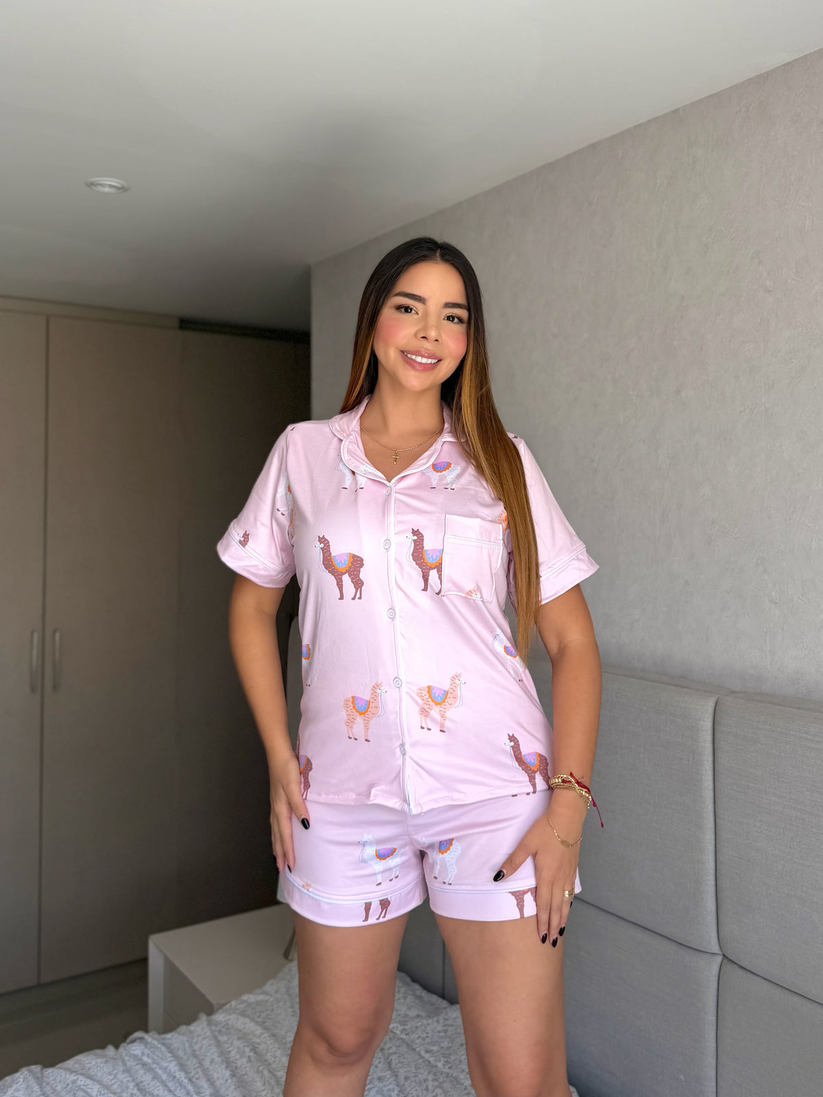 Pijama Referencia Botones Short Alpaca