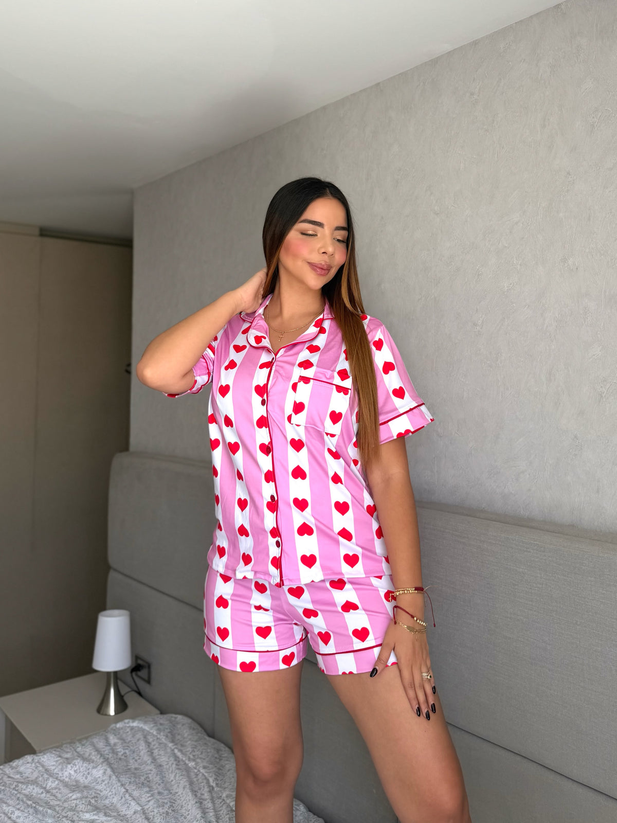 Pijama Referencia Botones Short Dulce Corazón