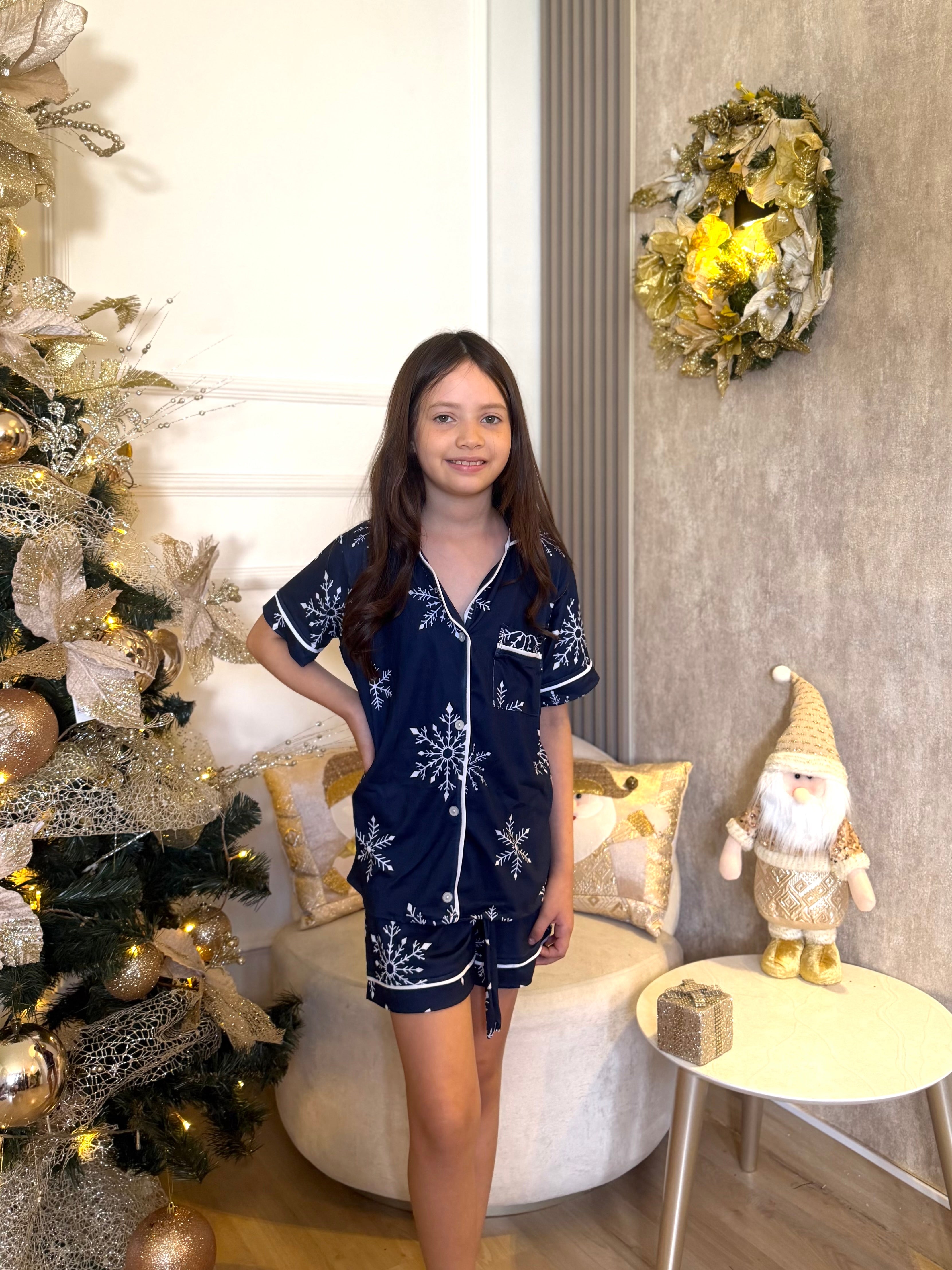 Pijama Navideña de Niños botones Short referencia Copo Navideño