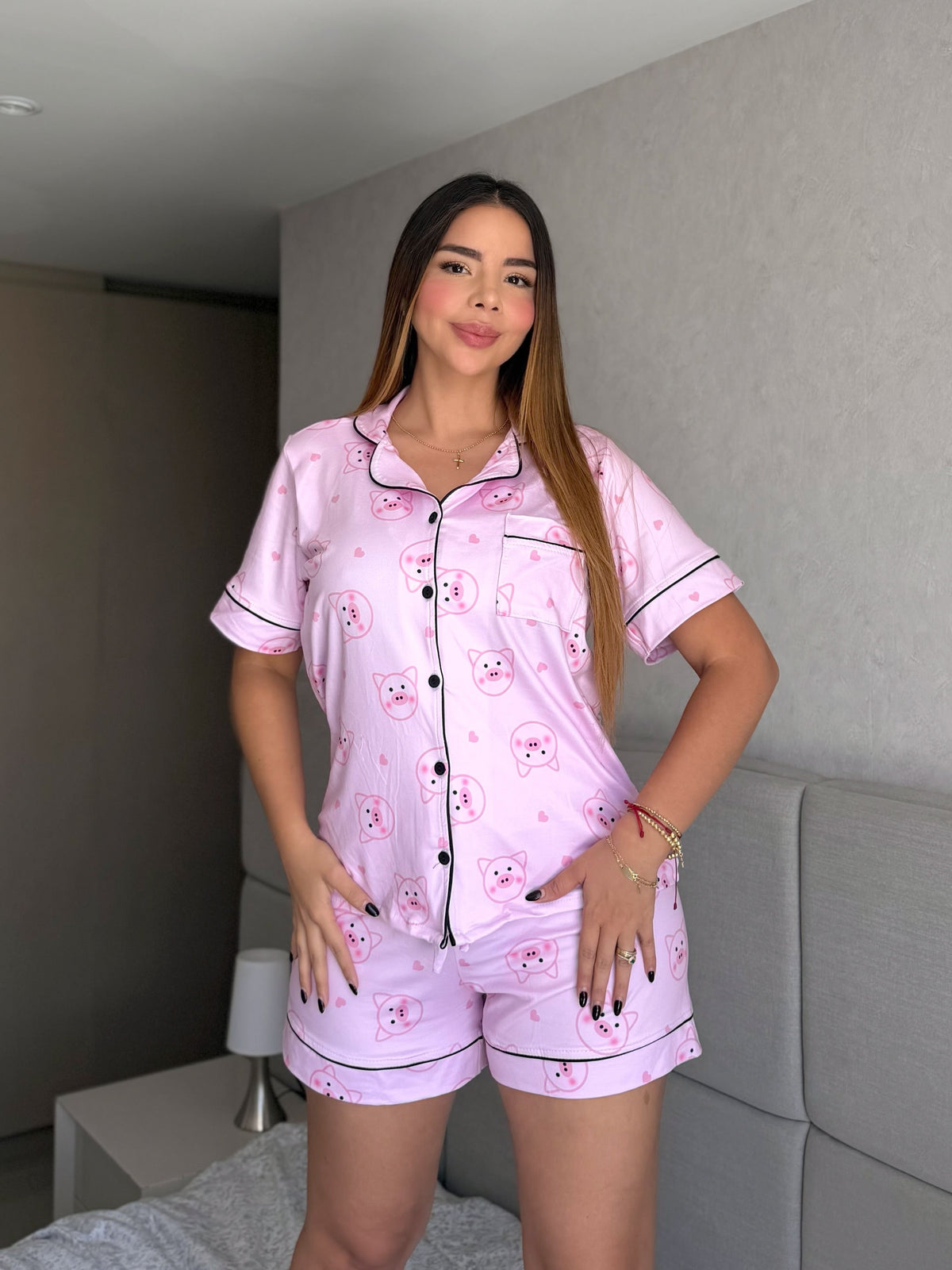 Pijama Referencia Botones Short  Cerditos