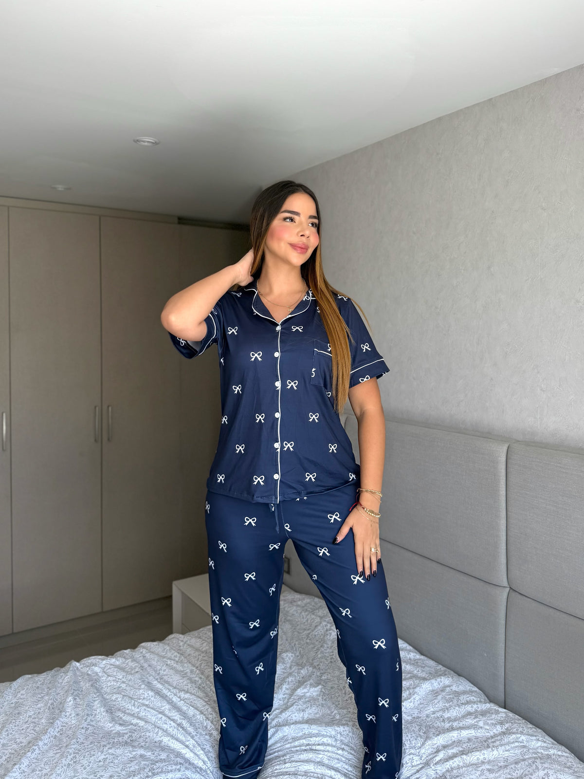 Pijama  Botones Pantalón Referencia Moños