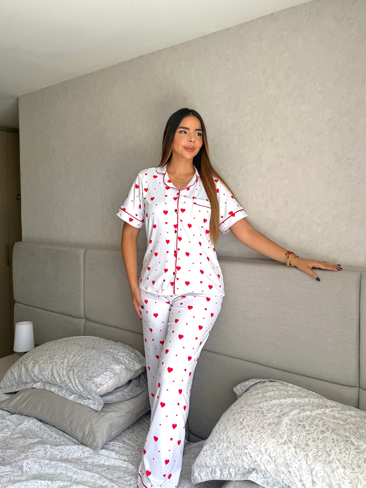 Pijama  Botones Pantalón Referencia Corazón Rojito
