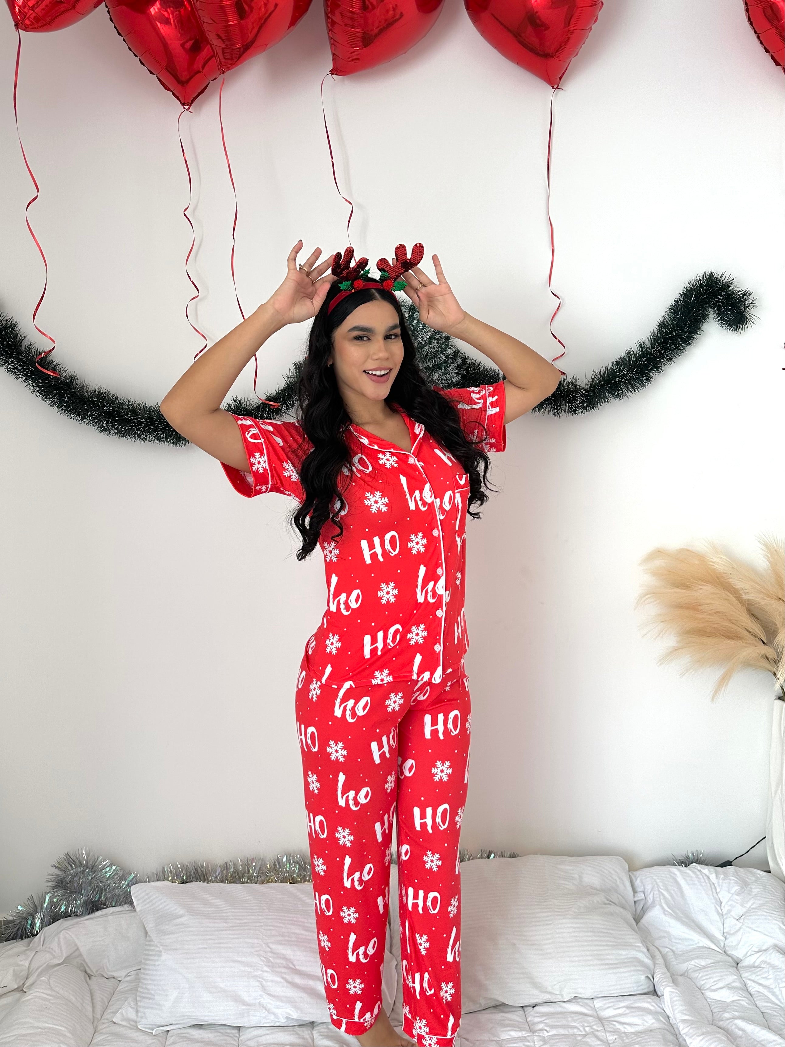 Pijama navideña de DAMA botones PANTALON referencia Ho-Ho-Ho