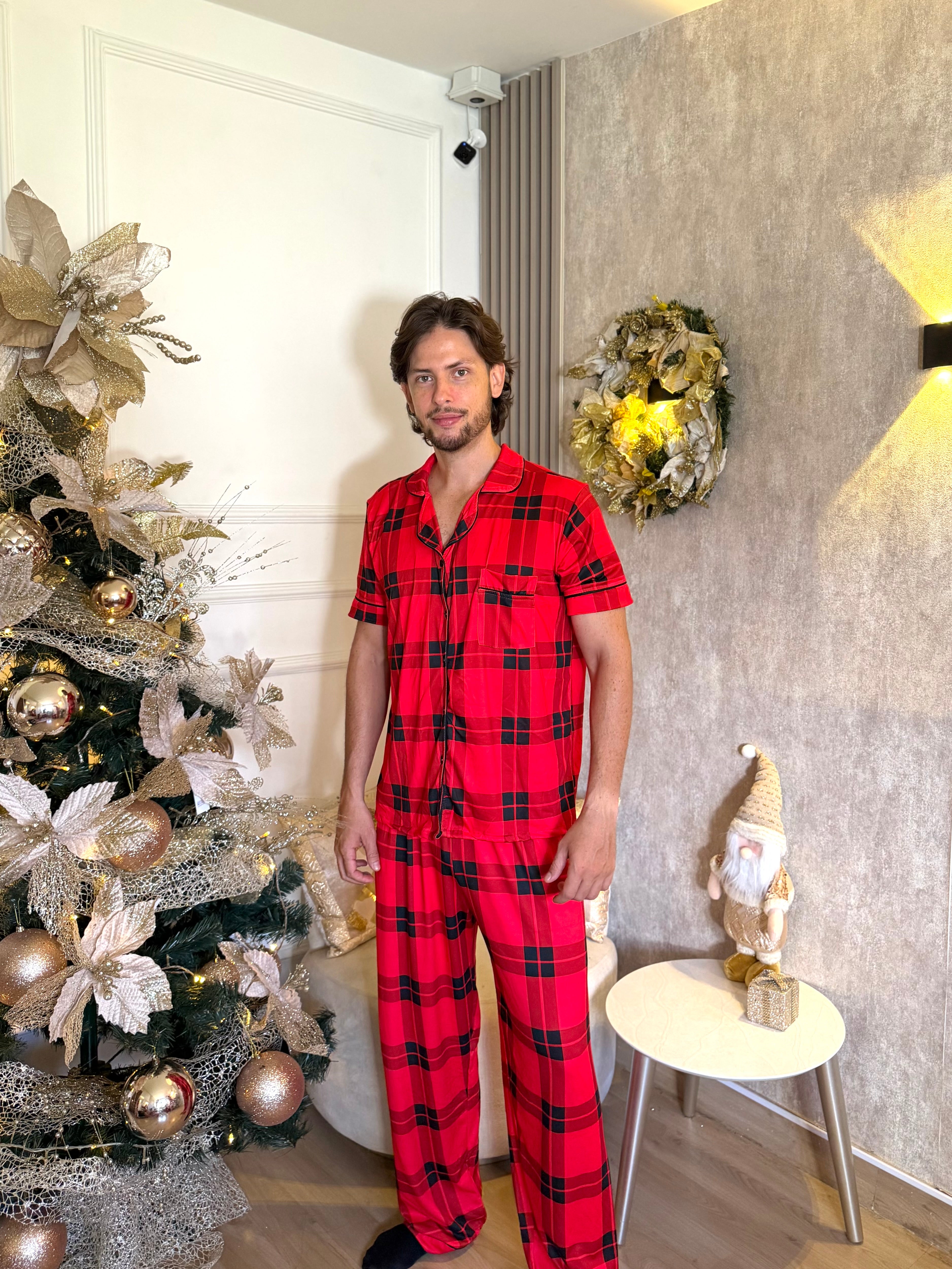 Pijama Navideña de CABALLERO botones PANTALON referencia Cuadros