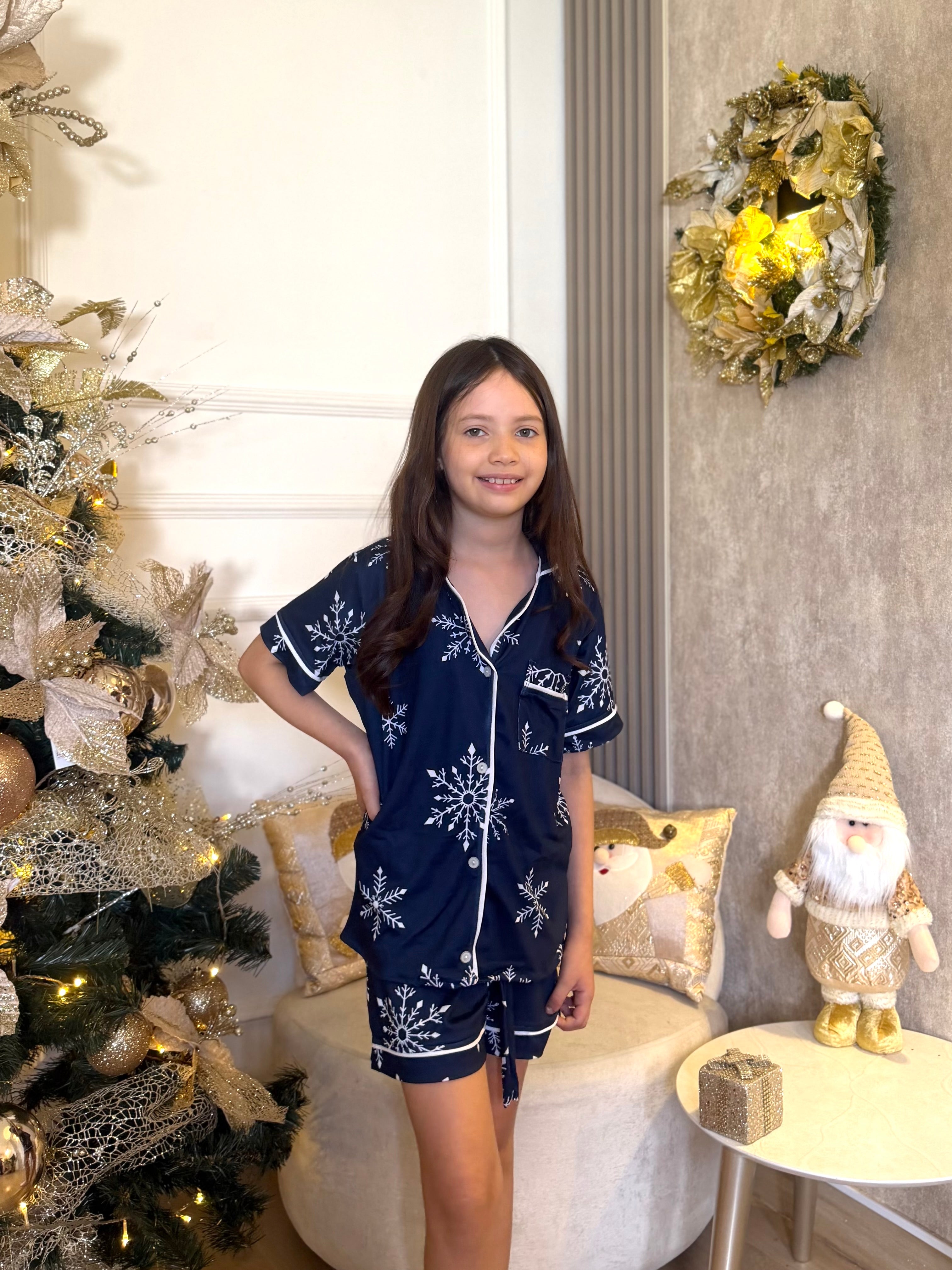 Pijama Navideña de Niños botones Short referencia Copo Navideño