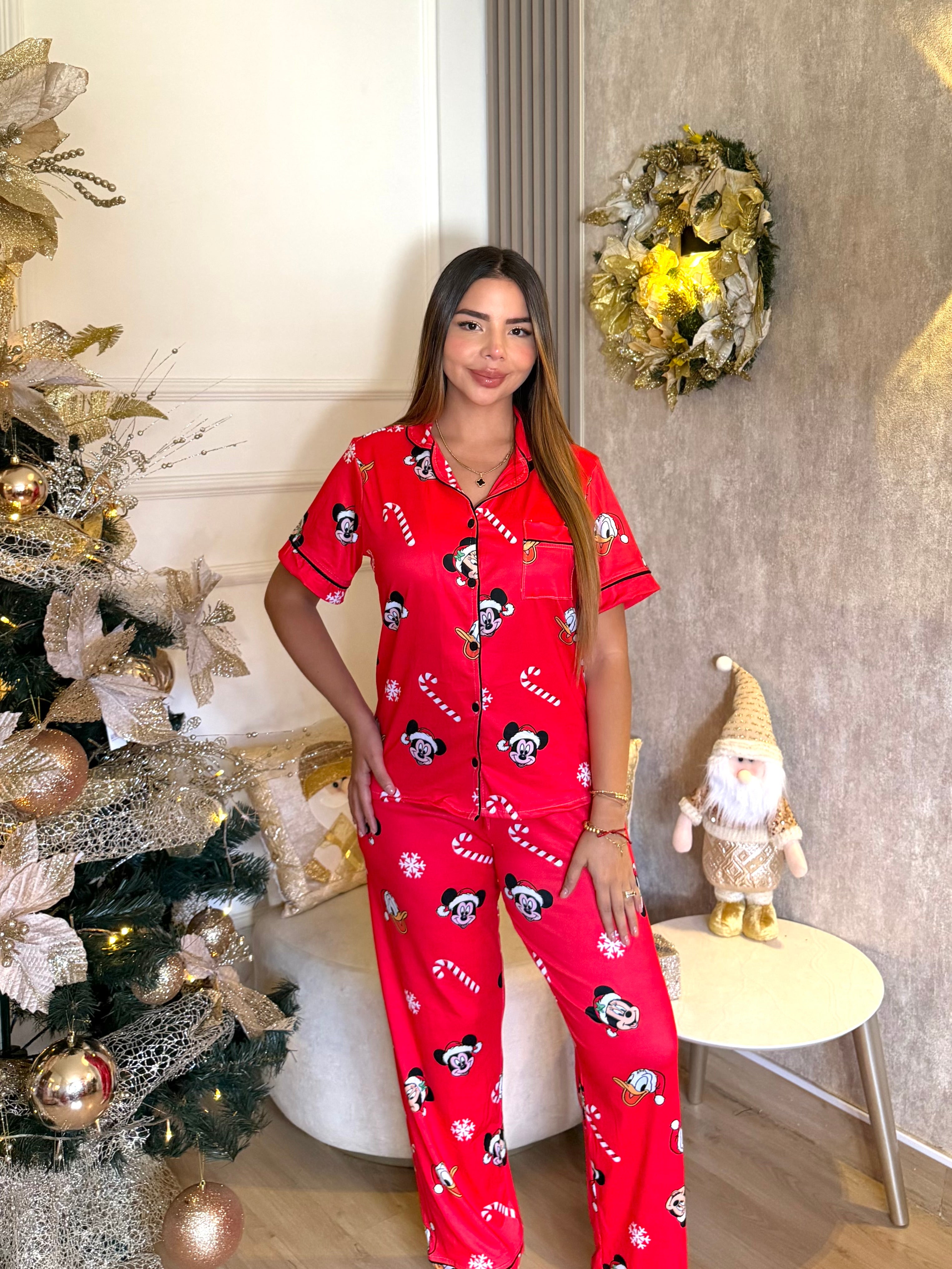 Pijama Navideña de Dama botones Pantalón  referencia Mickey