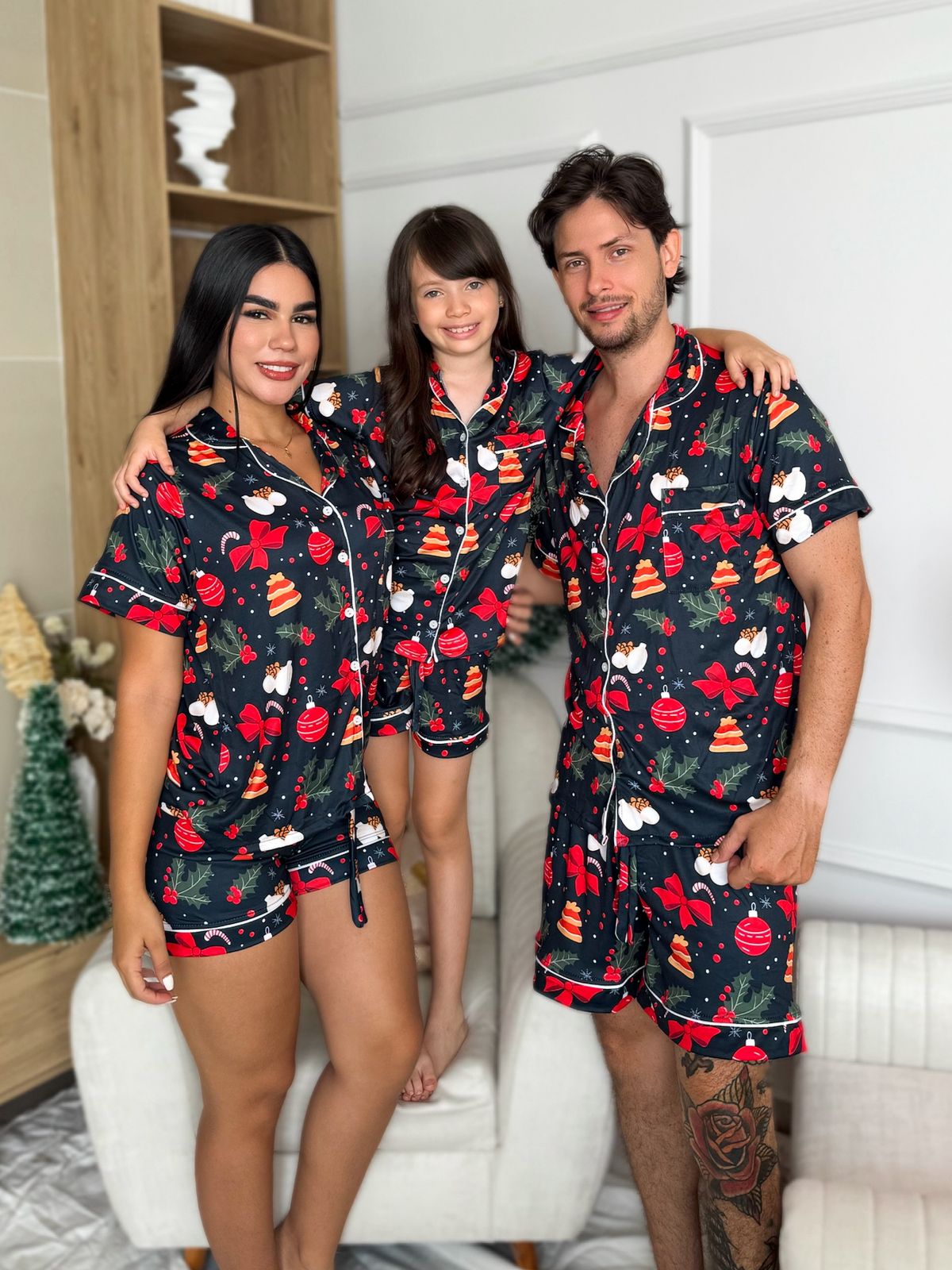 Pijama navideña de DAMA botones SHORT referencia CORBATAS