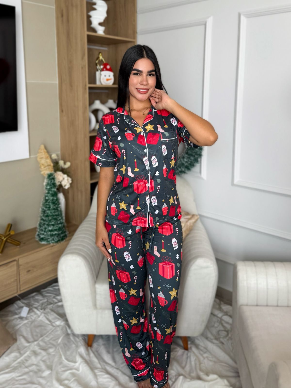 Pijama navideña de DAMA botones PANTALON referencia REGALOS