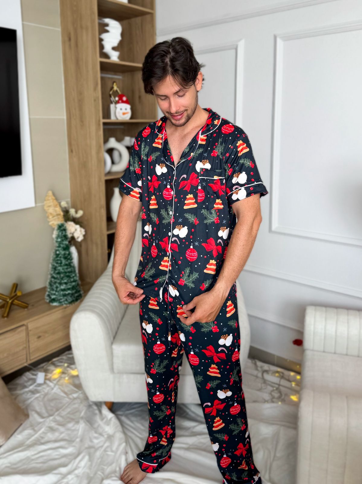 Pijama navideña de CABALLERO botones PANTALON referencia CORBATAS