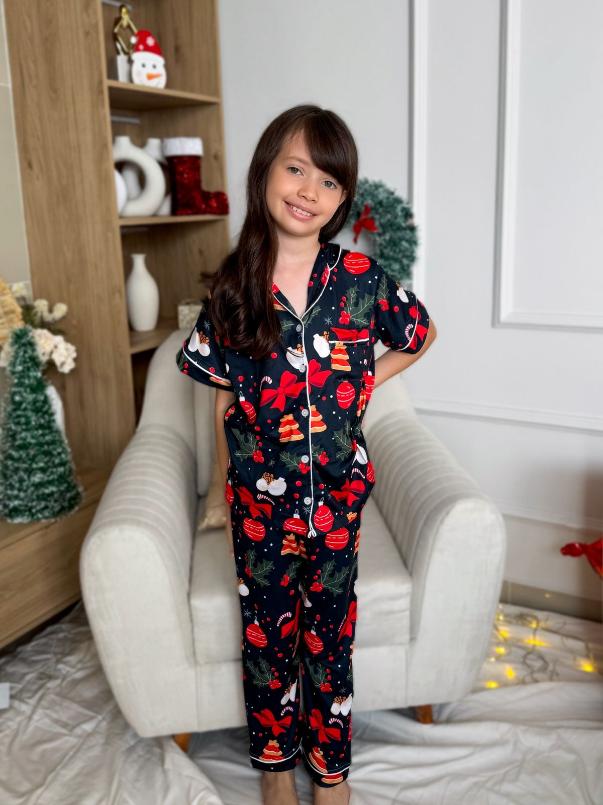 Pijama navideña de NIÑA botones PANTALON referencia CORBATAS