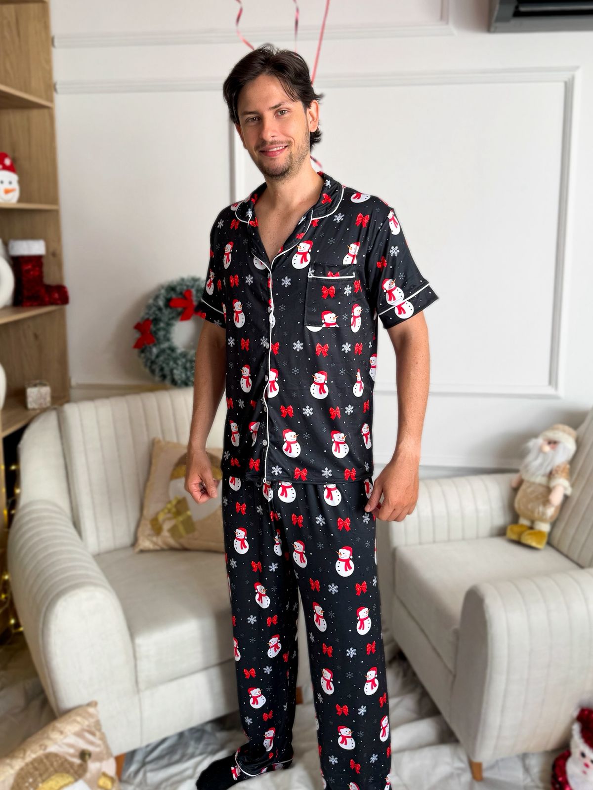 Pijama navideña de NIÑO botones PANTALON referencia NEGRO MUÑECO